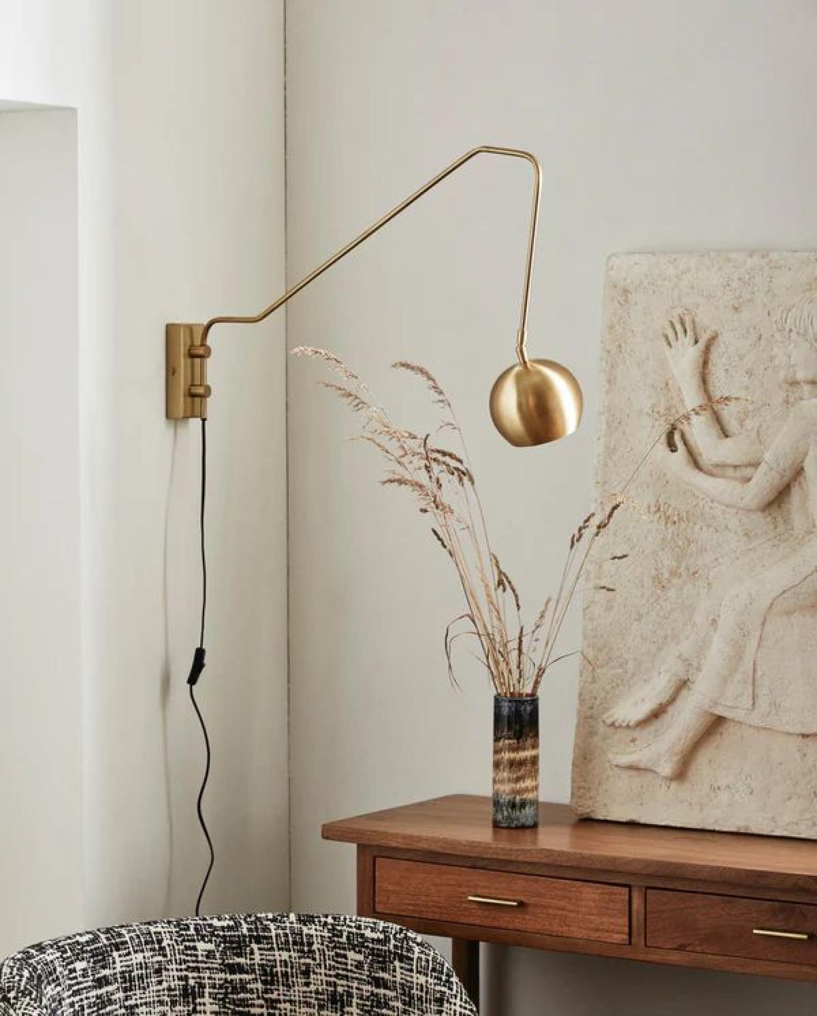 Product photograph of Nordal Athene Gold Metal Globe Wall Lamp from Choice Furniture Superstore.