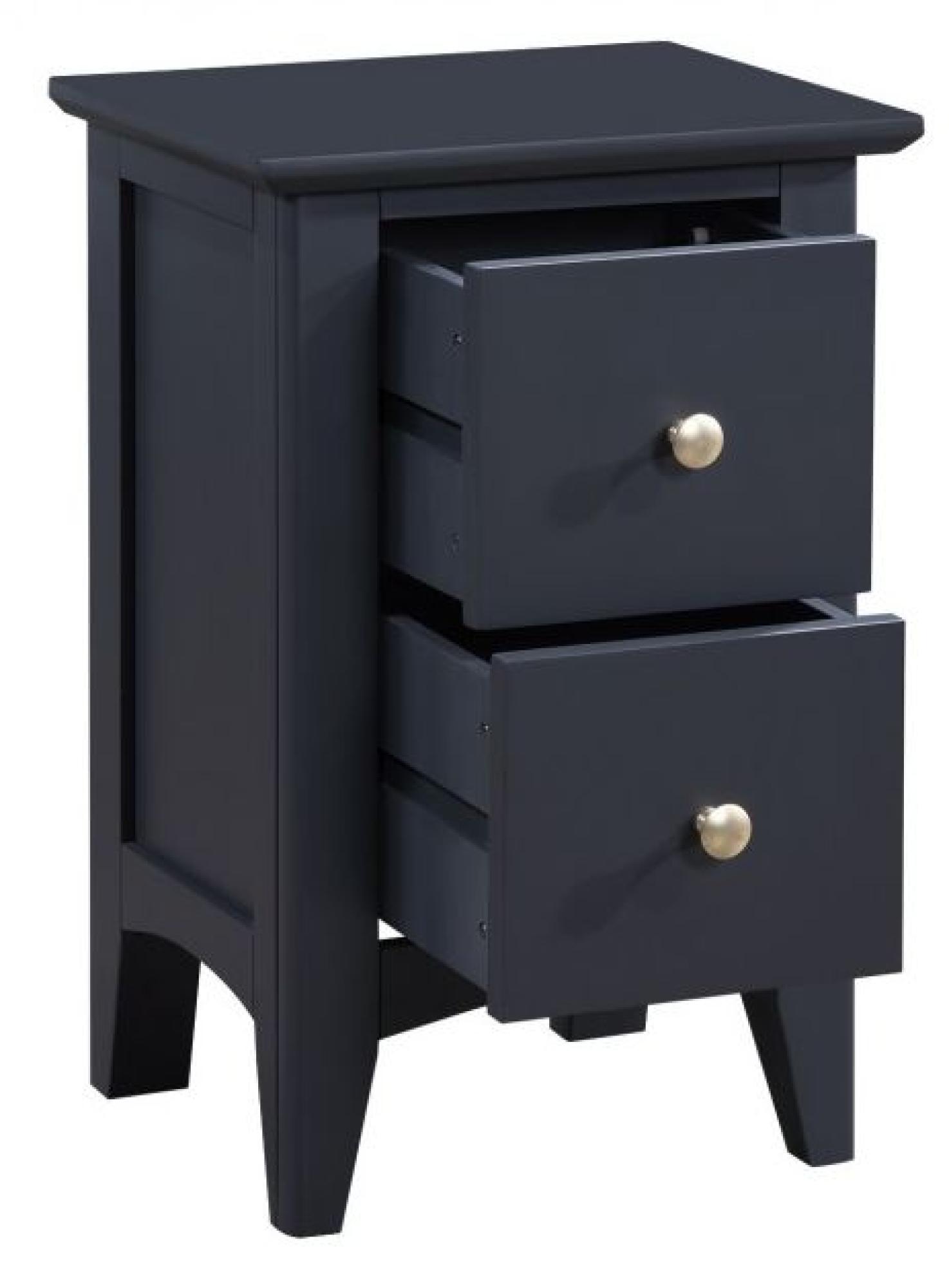 Product photograph of Luciana Black 2 Drawer Narrow Bedside Cabinet from Choice Furniture Superstore.