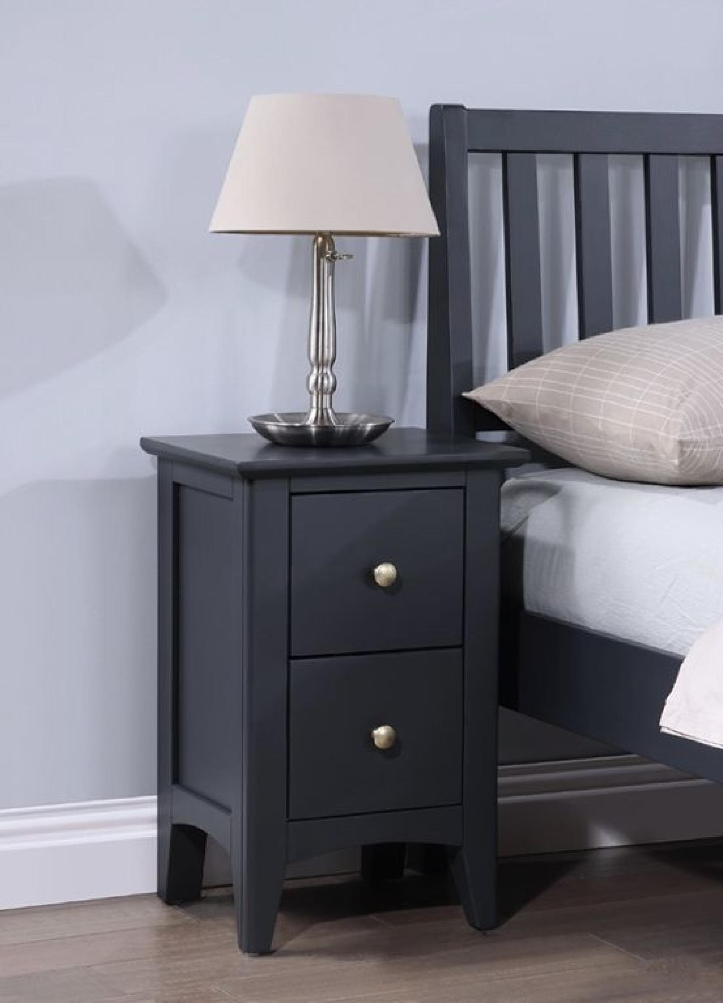 Product photograph of Luciana Black 2 Drawer Narrow Bedside Cabinet from Choice Furniture Superstore.