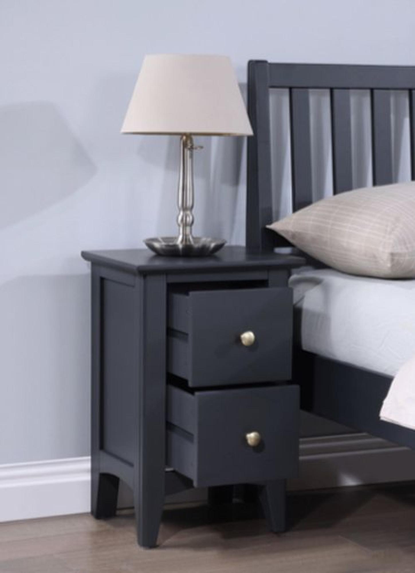 Product photograph of Luciana Black 2 Drawer Narrow Bedside Cabinet from Choice Furniture Superstore.