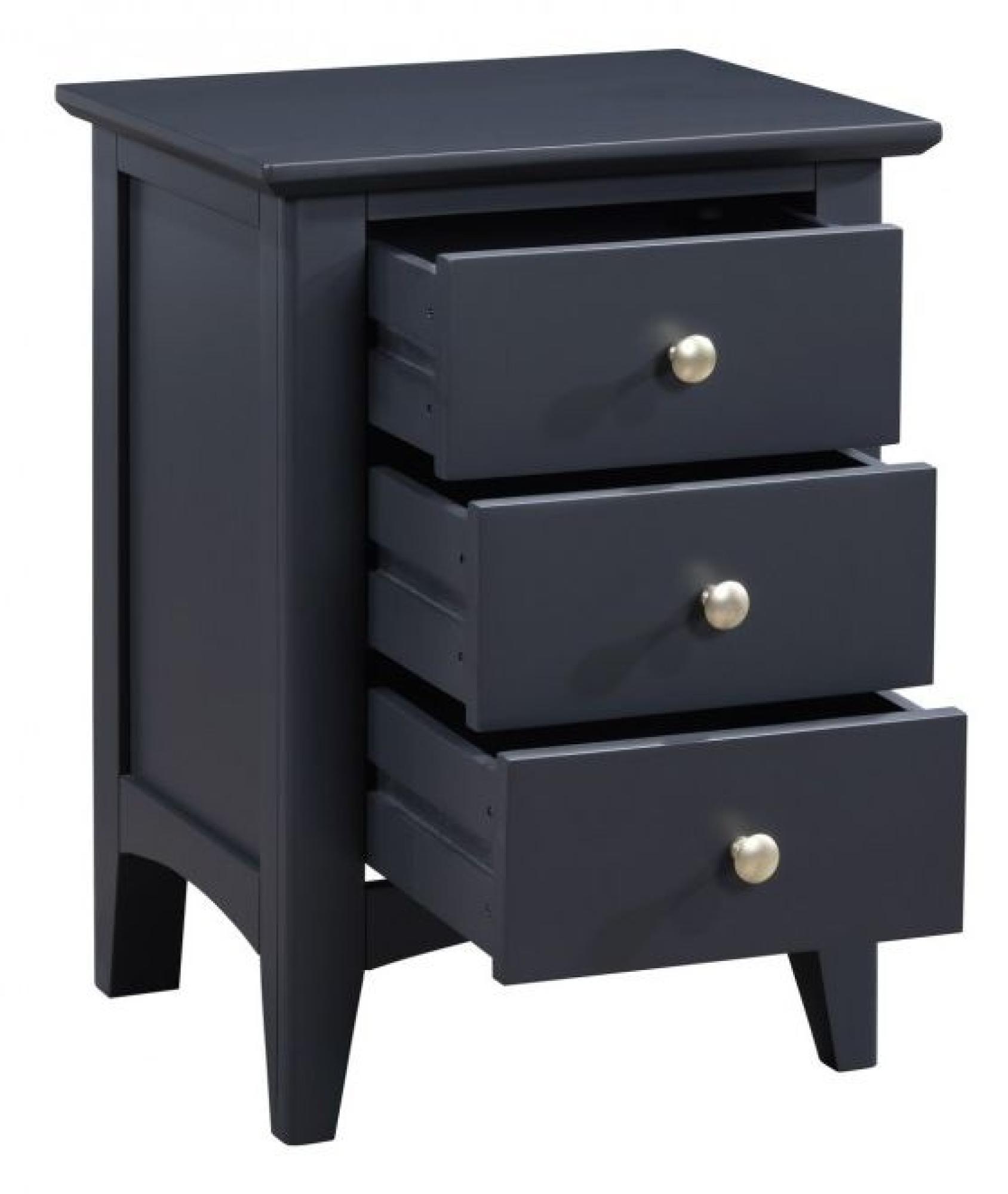 Product photograph of Luciana Black 3 Drawer Bedside Cabinet from Choice Furniture Superstore.