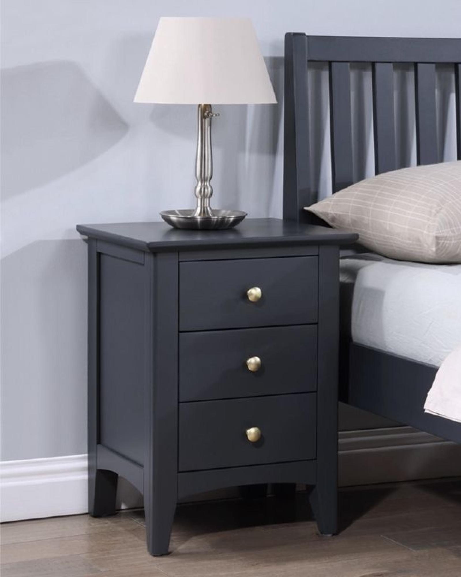 Product photograph of Luciana Black 3 Drawer Bedside Cabinet from Choice Furniture Superstore.