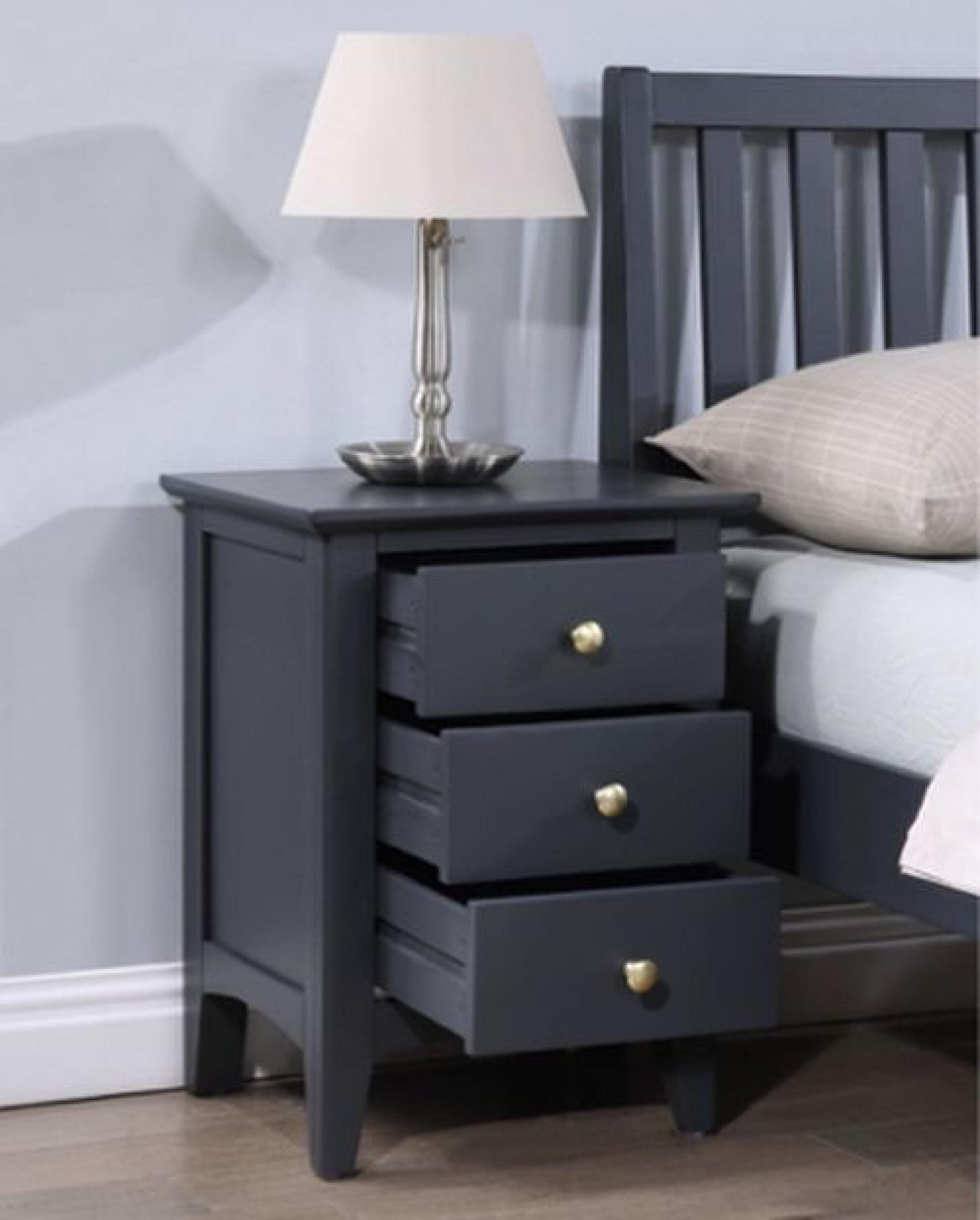 Product photograph of Luciana Black 3 Drawer Bedside Cabinet from Choice Furniture Superstore.