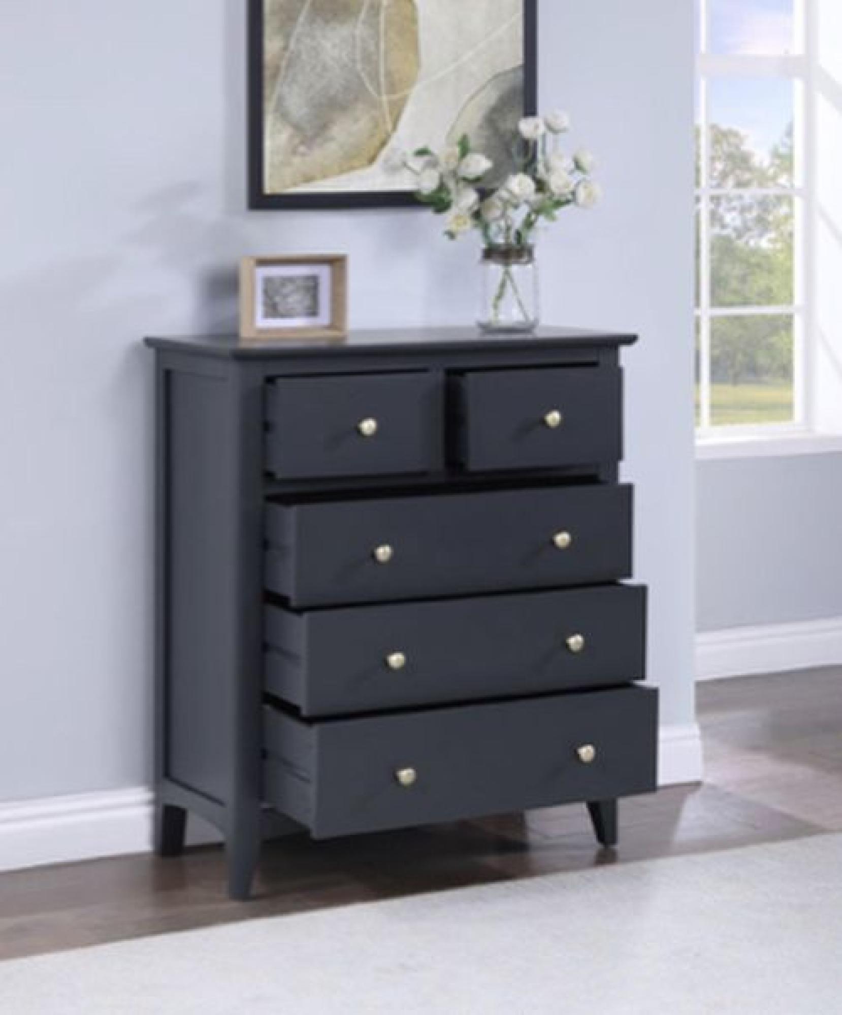 Product photograph of Luciana Black 2 3 Drawer Chest from Choice Furniture Superstore.