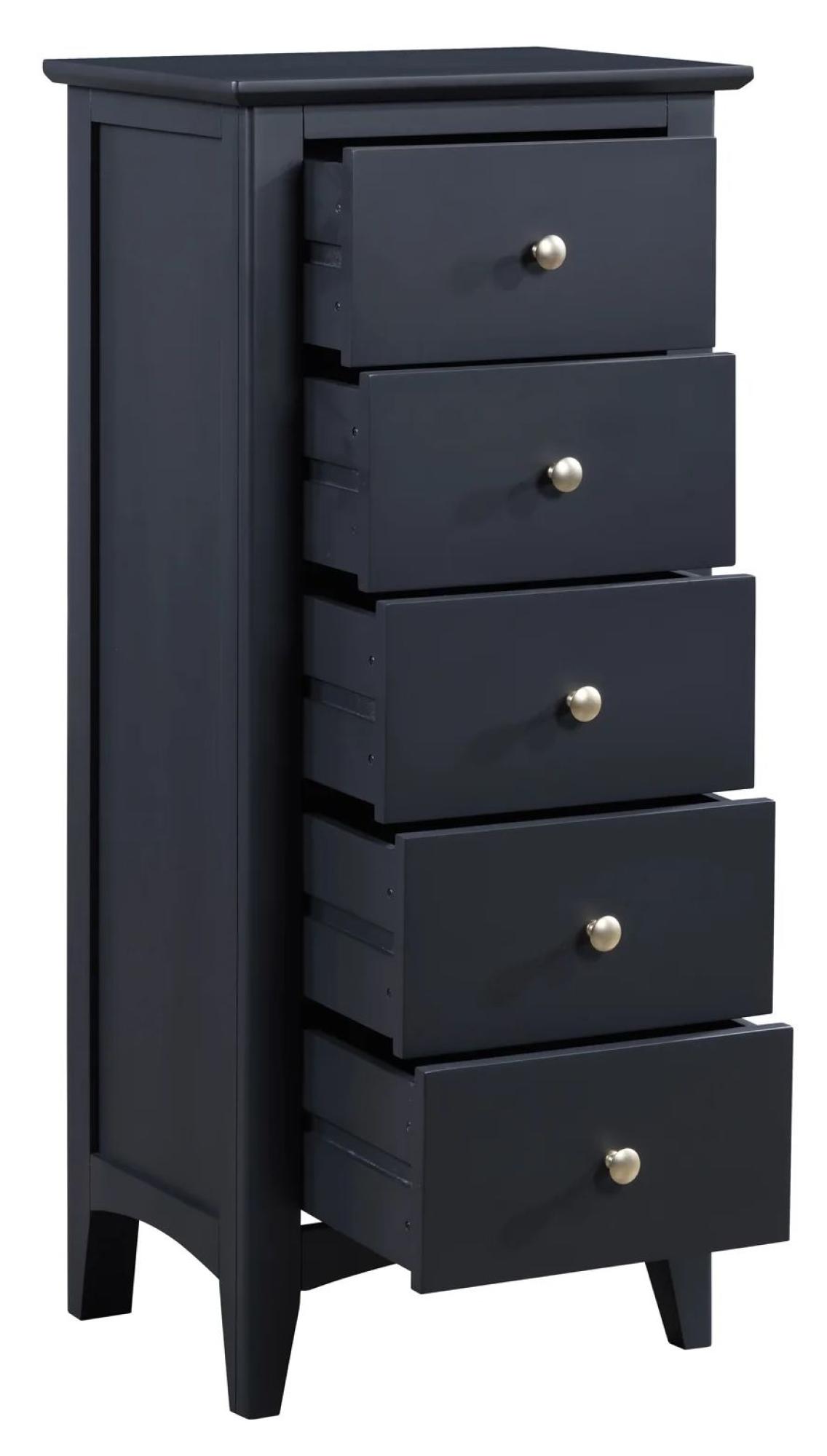 Product photograph of Luciana Black 5 Drawer Narrow Chest from Choice Furniture Superstore.