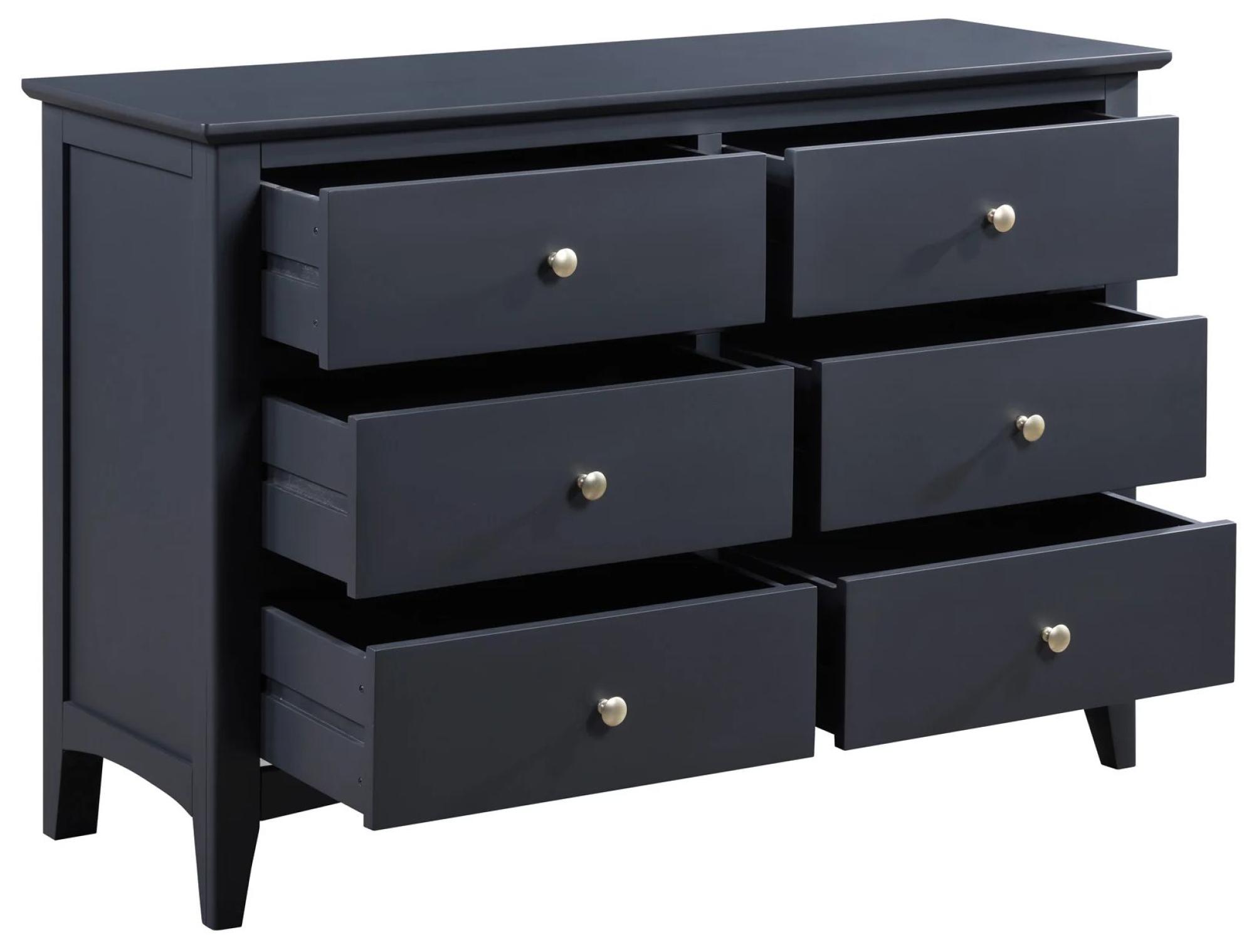 Product photograph of Luciana Black 6 Drawer Wide Chest from Choice Furniture Superstore.