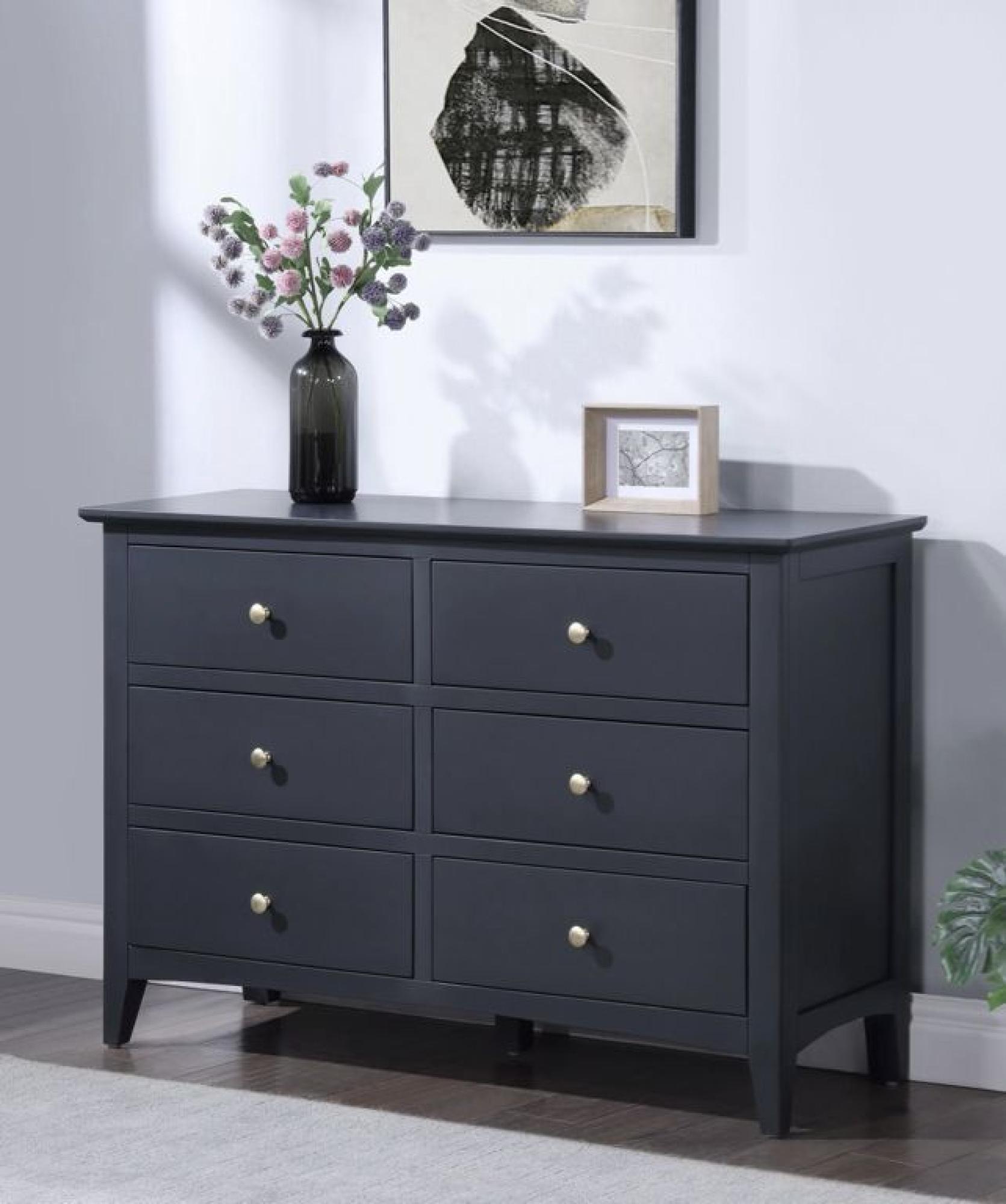 Product photograph of Luciana Black 6 Drawer Wide Chest from Choice Furniture Superstore.