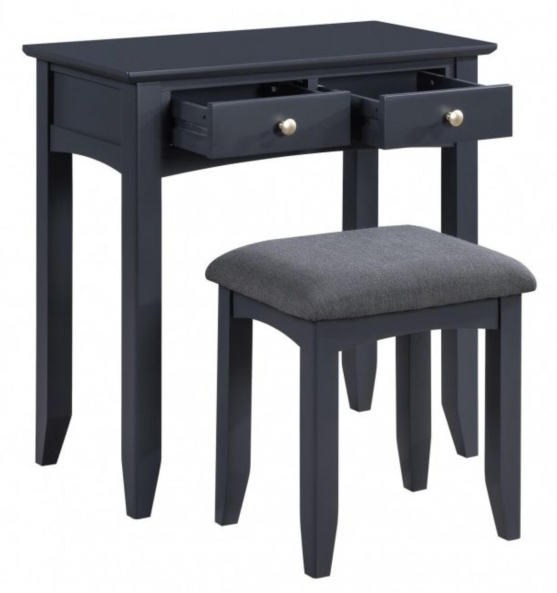 Product photograph of Luciana Black 2 Drawer Dressing Table And Stool from Choice Furniture Superstore.