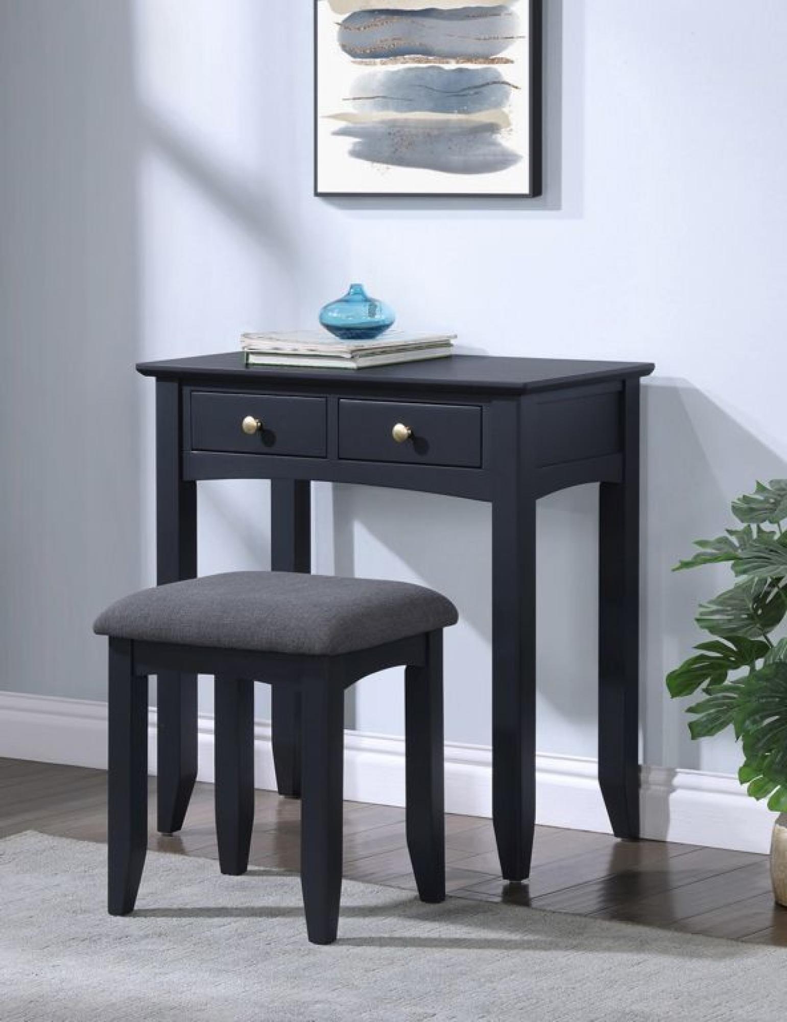 Product photograph of Luciana Black 2 Drawer Dressing Table And Stool from Choice Furniture Superstore.