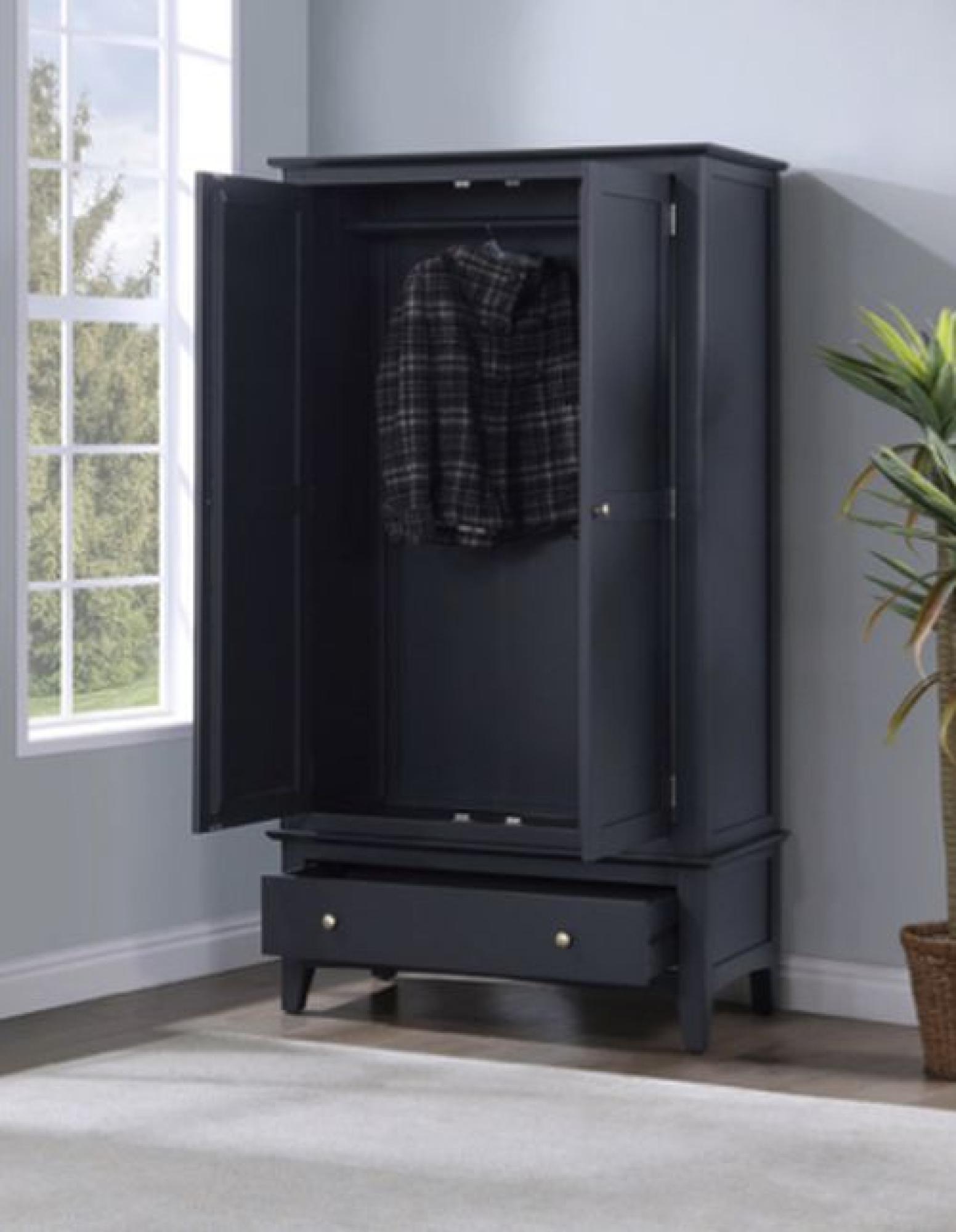 Product photograph of Luciana Black 2 Door 1 Drawer Double Wardrobe from Choice Furniture Superstore.