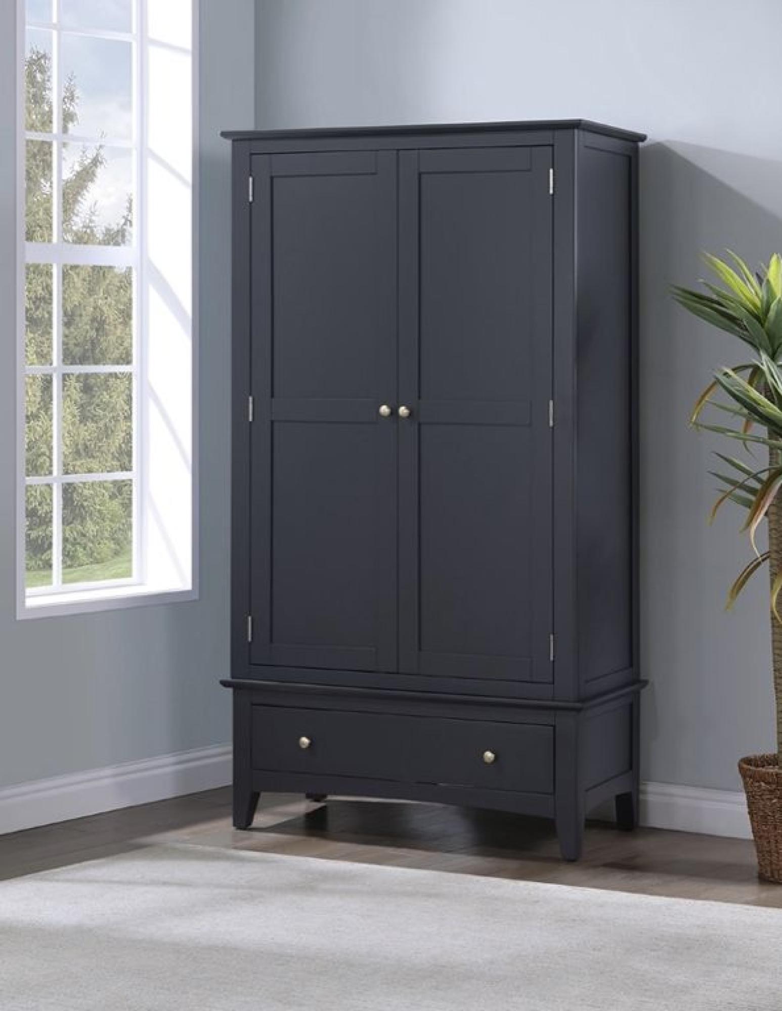 Product photograph of Luciana Black 2 Door 1 Drawer Double Wardrobe from Choice Furniture Superstore.