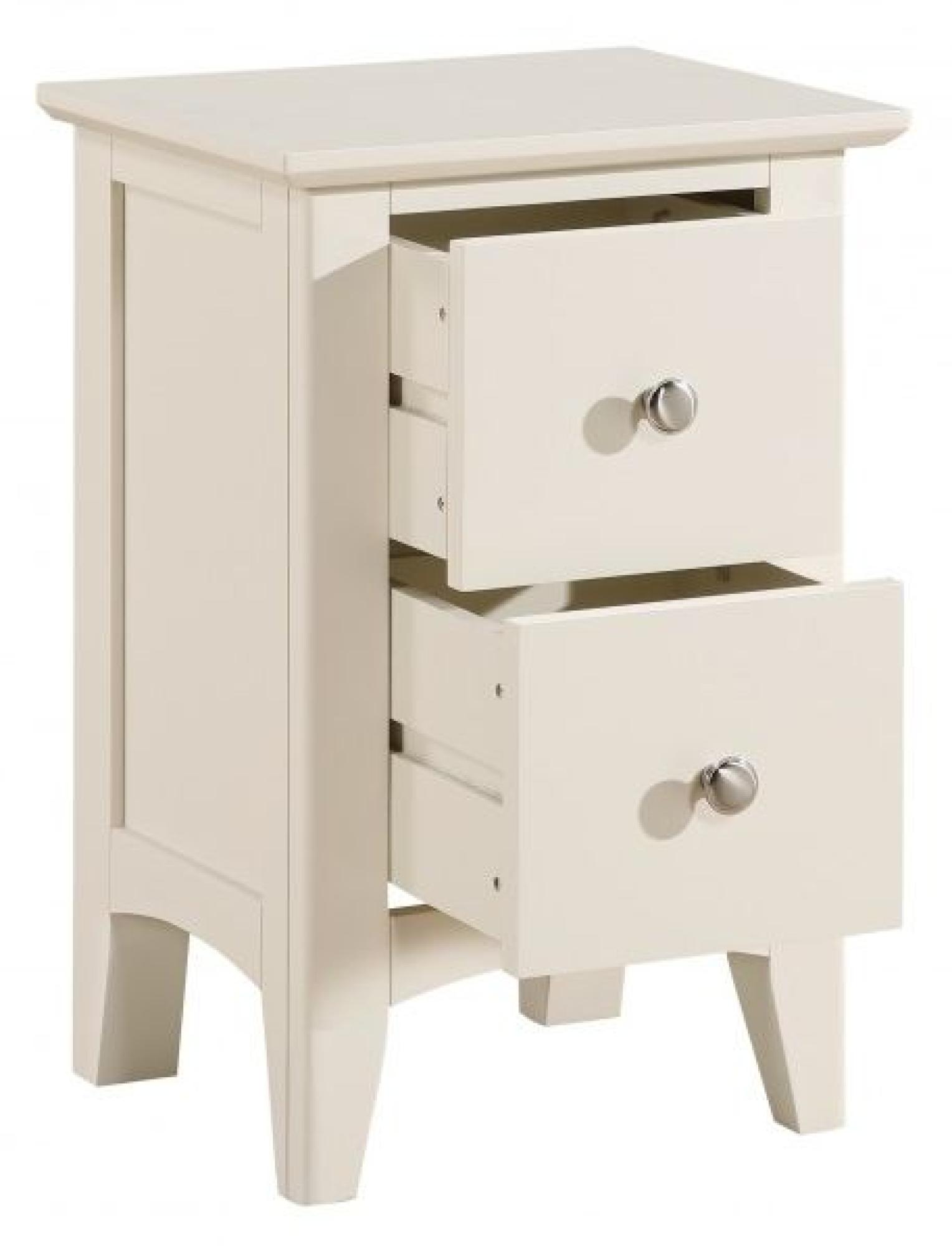 Product photograph of Luciana Ivory Painted 2 Drawer Narrow Bedside Cabinet from Choice Furniture Superstore.