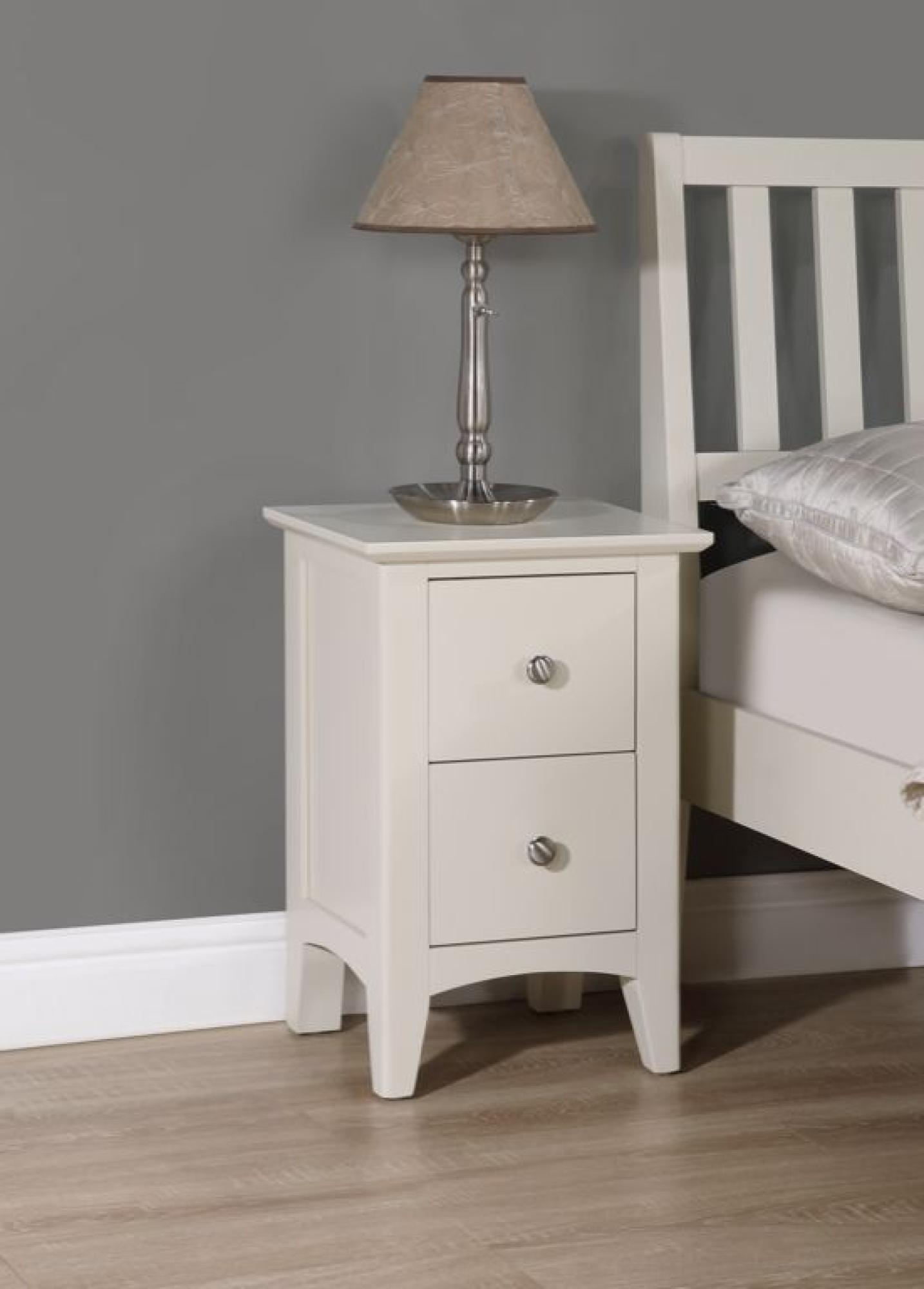 Product photograph of Luciana Ivory Painted 2 Drawer Narrow Bedside Cabinet from Choice Furniture Superstore.