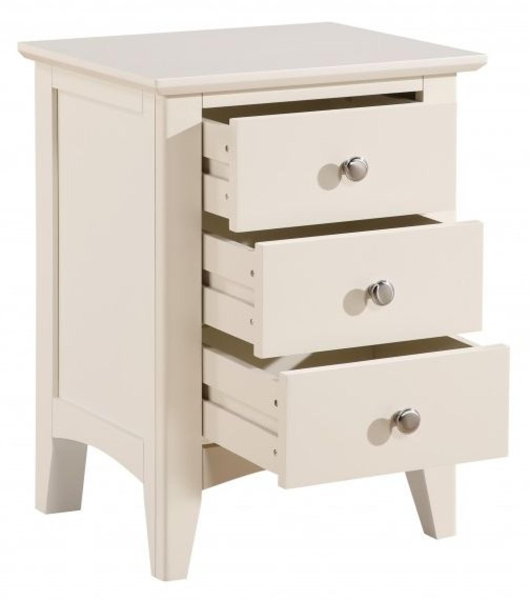 Product photograph of Luciana Ivory Painted 3 Drawer Bedside Cabinet from Choice Furniture Superstore.