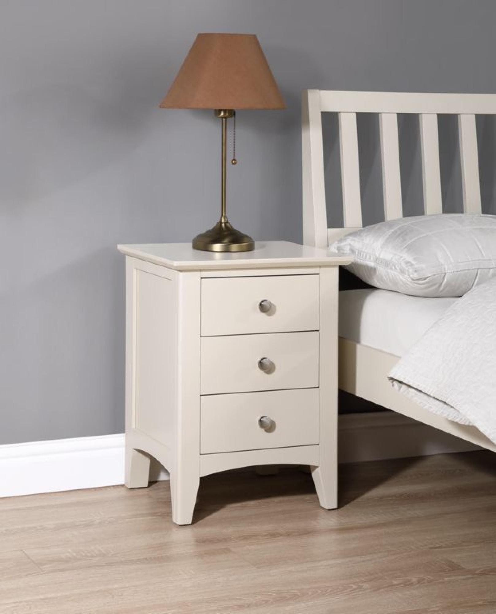 Product photograph of Luciana Ivory Painted 3 Drawer Bedside Cabinet from Choice Furniture Superstore.