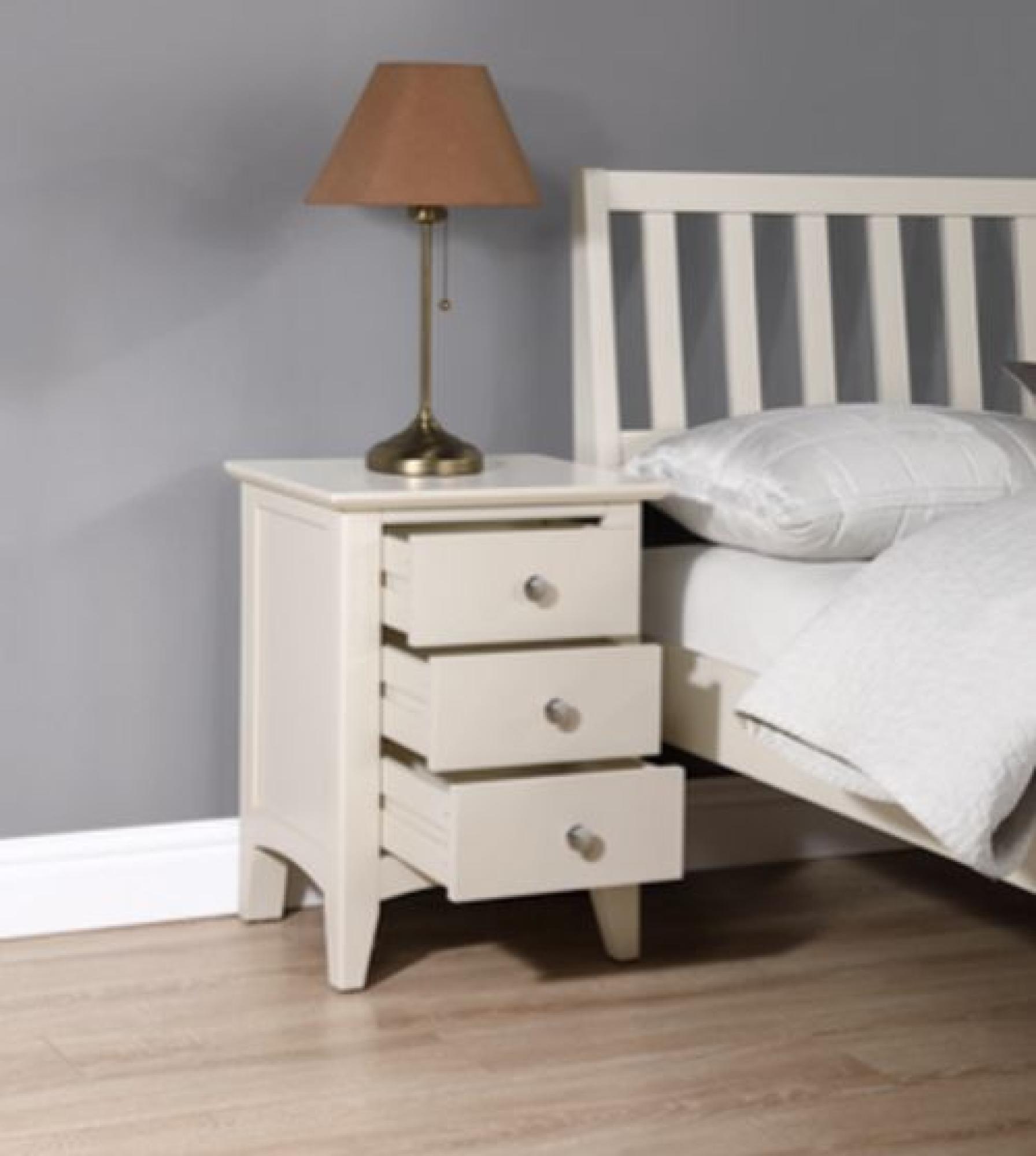 Product photograph of Luciana Ivory Painted 3 Drawer Bedside Cabinet from Choice Furniture Superstore.