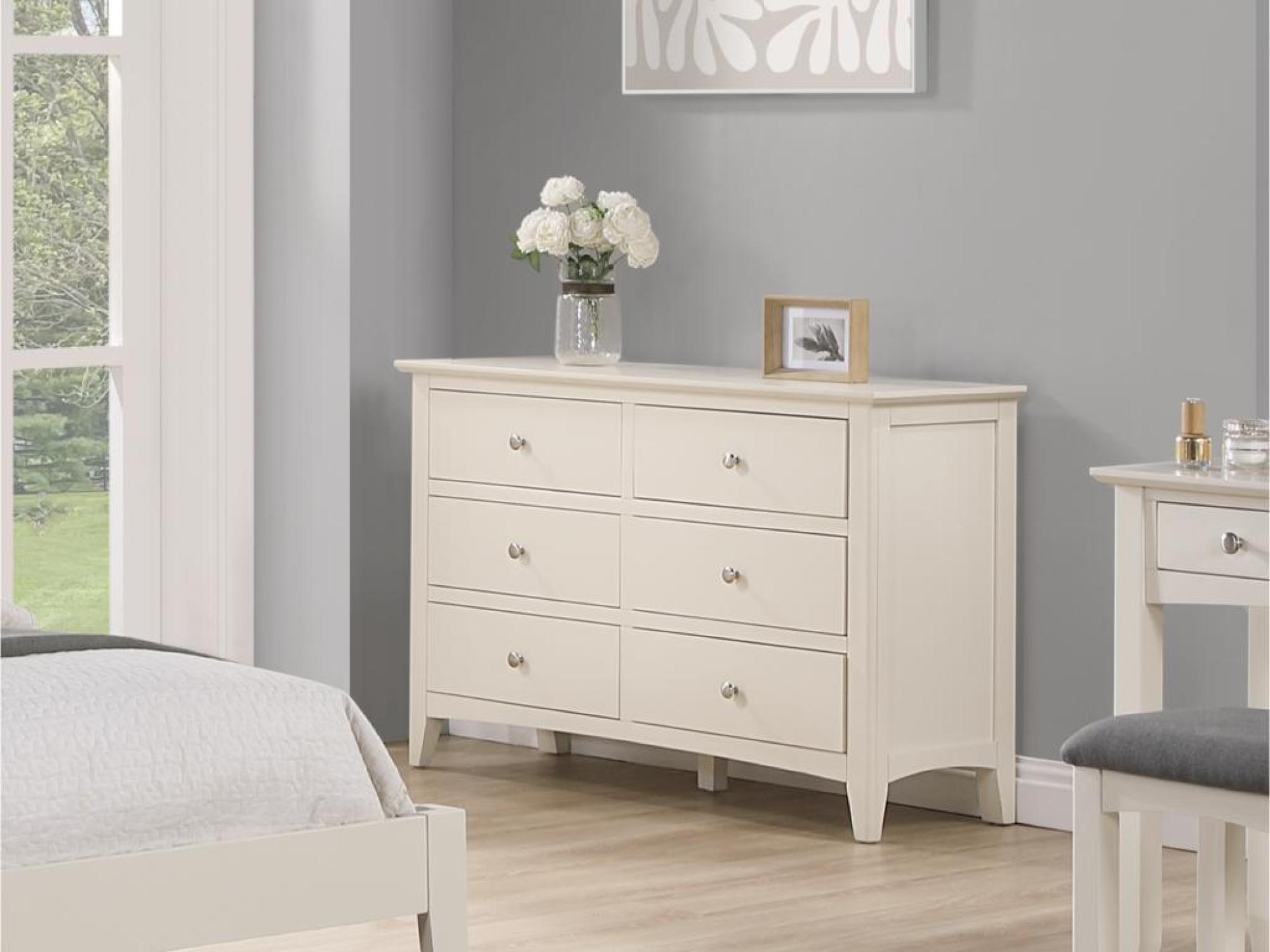 Product photograph of Luciana Ivory Painted 6 Drawer Wide Chest from Choice Furniture Superstore.