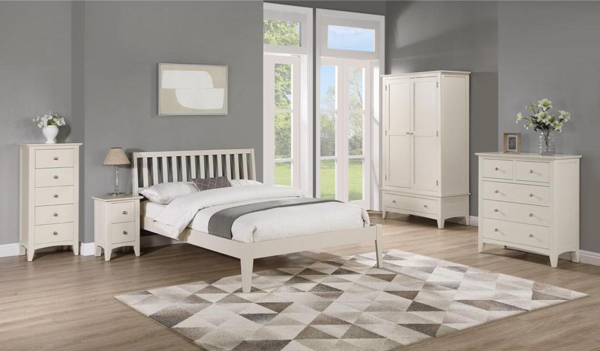 Product photograph of Luciana Ivory Painted 2 Door 1 Drawer Double Wardrobe from Choice Furniture Superstore.