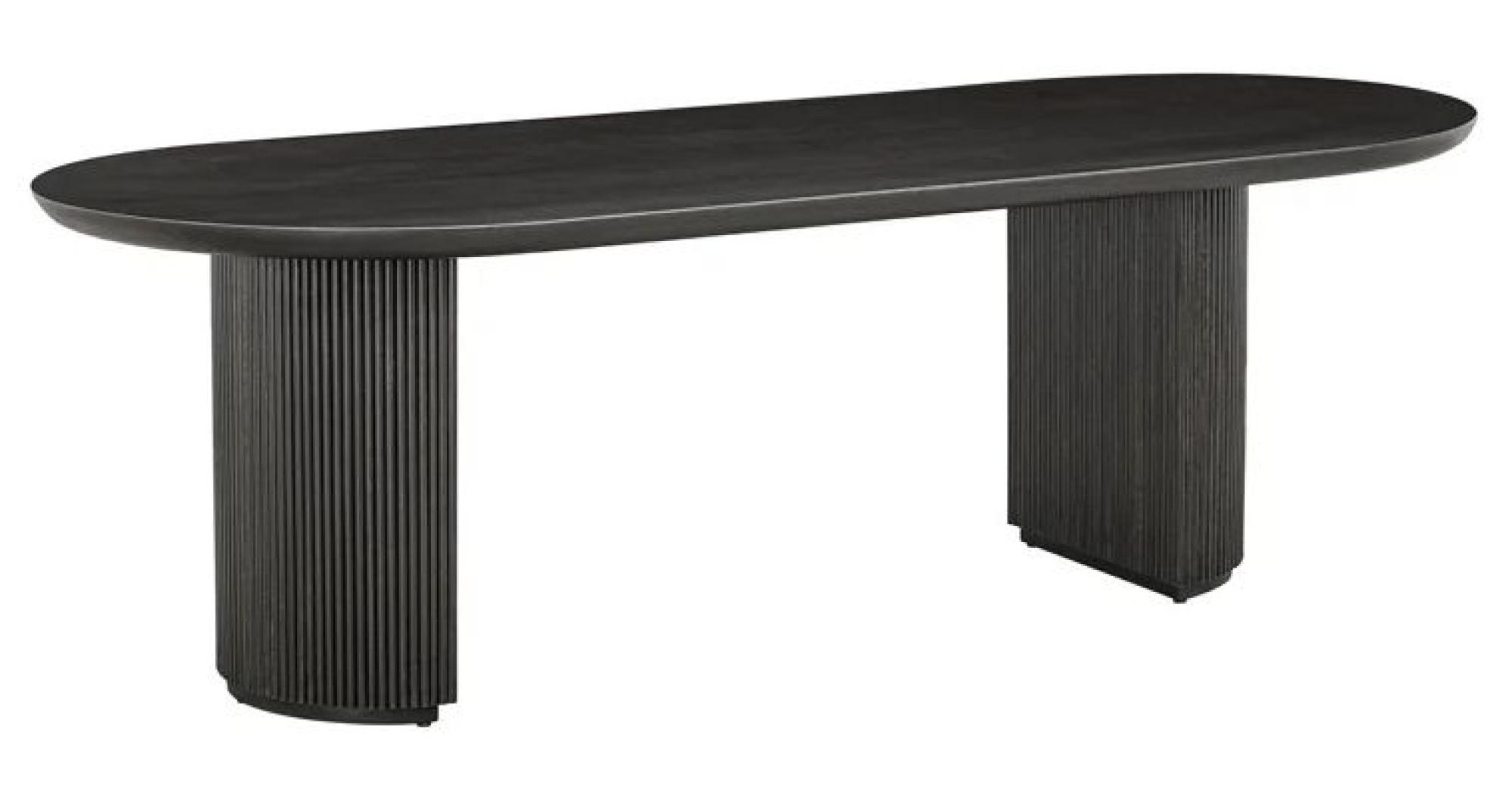 Product photograph of Kingston Dark Wood 10 Seater Oval Dining Table With Fluted Base from Choice Furniture Superstore.