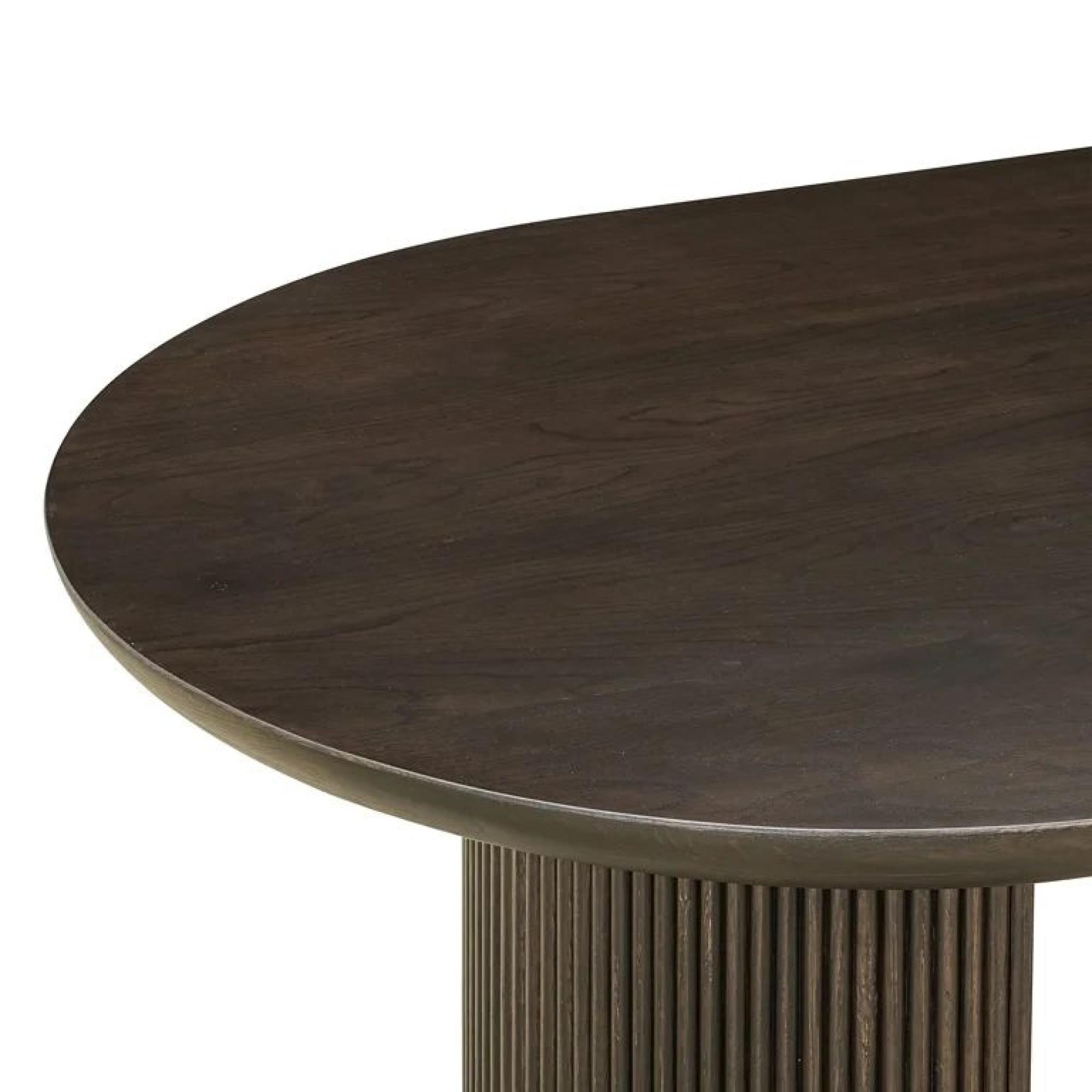 Product photograph of Kingston Brown 10 Seater Oval Dining Table With Fluted Base from Choice Furniture Superstore.
