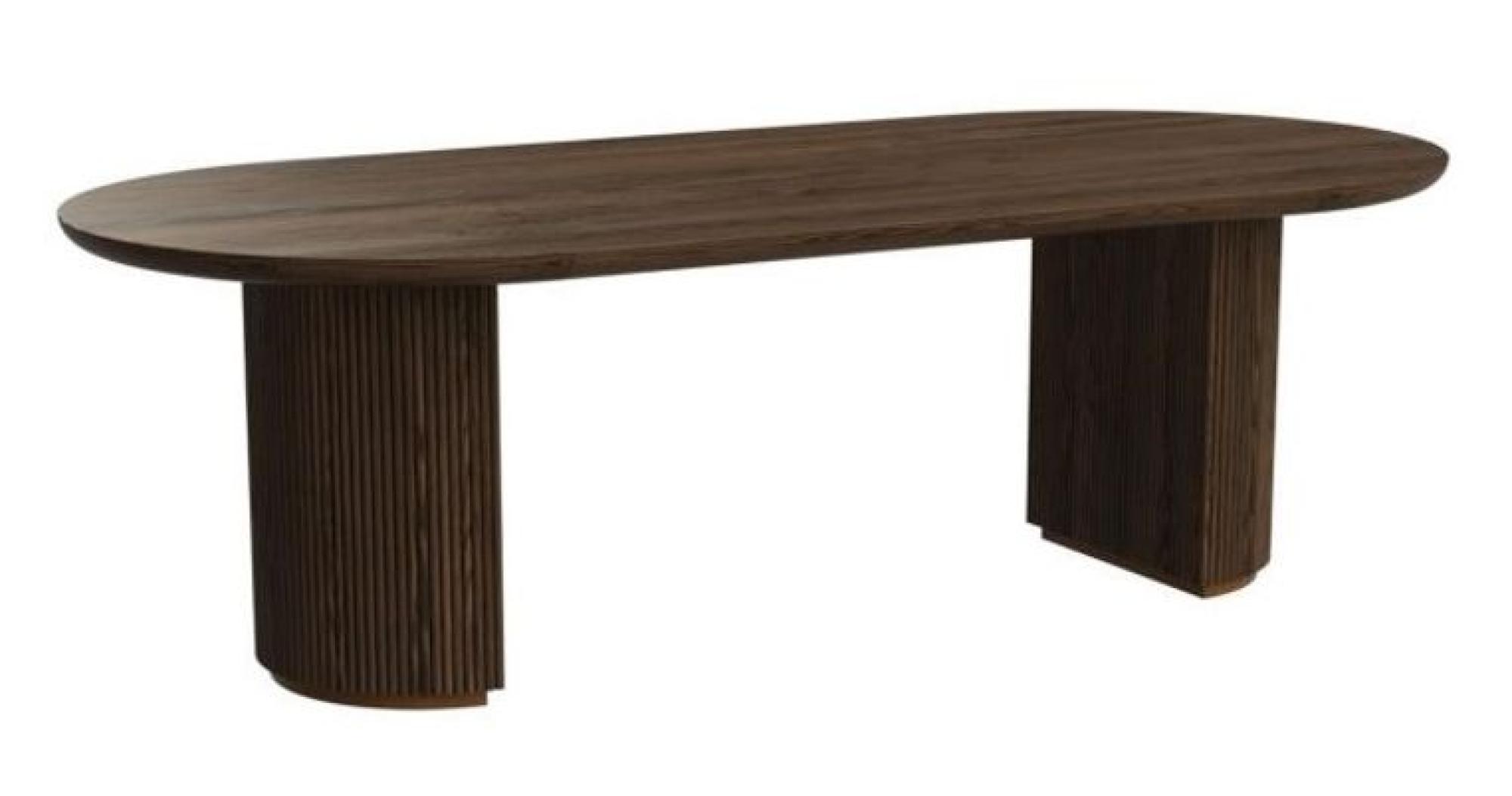Product photograph of Kingston Brown 10 Seater Oval Dining Table With Fluted Base from Choice Furniture Superstore.