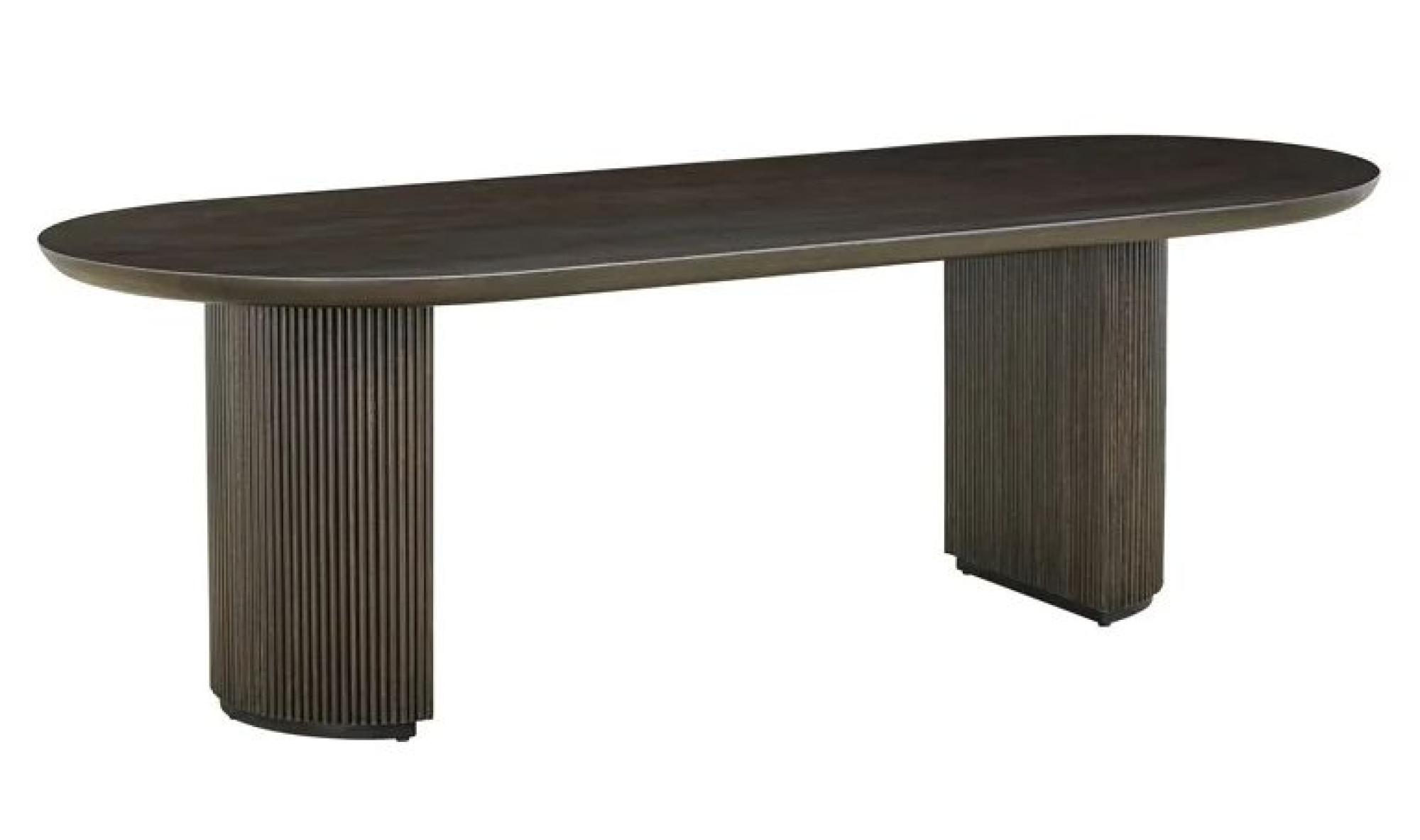 Product photograph of Kingston Brown 12 Seater Oval Dining Table With Fluted Base from Choice Furniture Superstore.