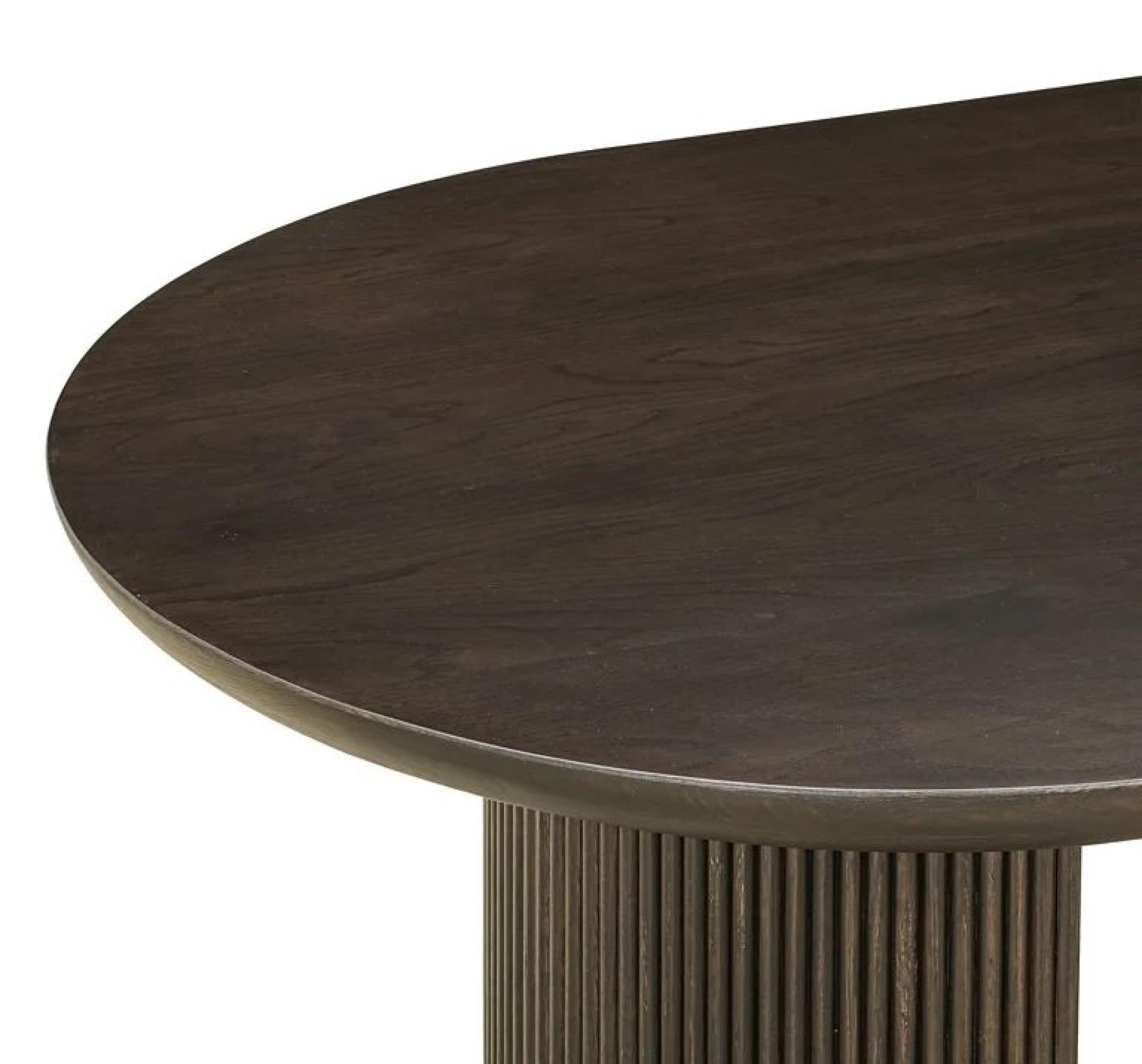 Product photograph of Kingston Brown 12 Seater Oval Dining Table With Fluted Base from Choice Furniture Superstore.