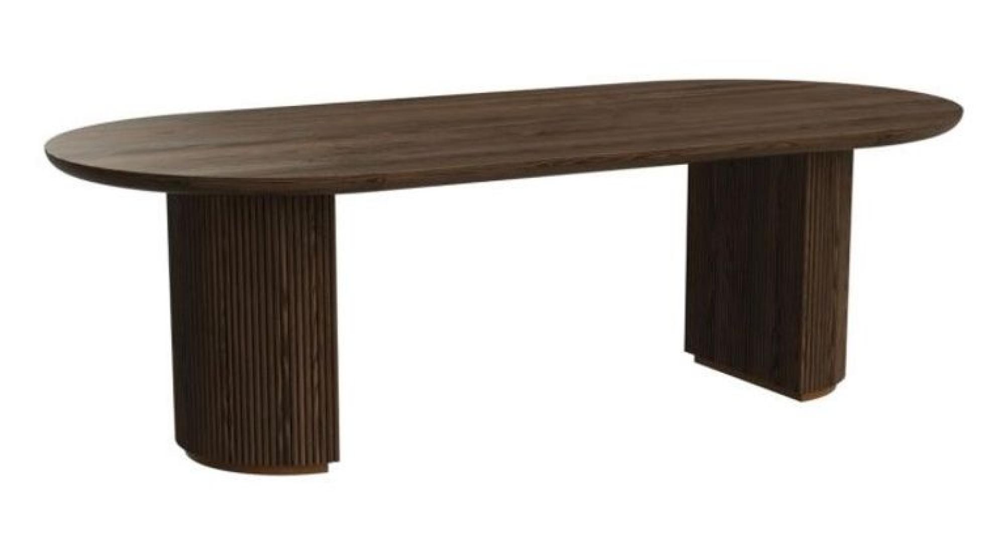 Product photograph of Kingston Brown 12 Seater Oval Dining Table With Fluted Base from Choice Furniture Superstore.