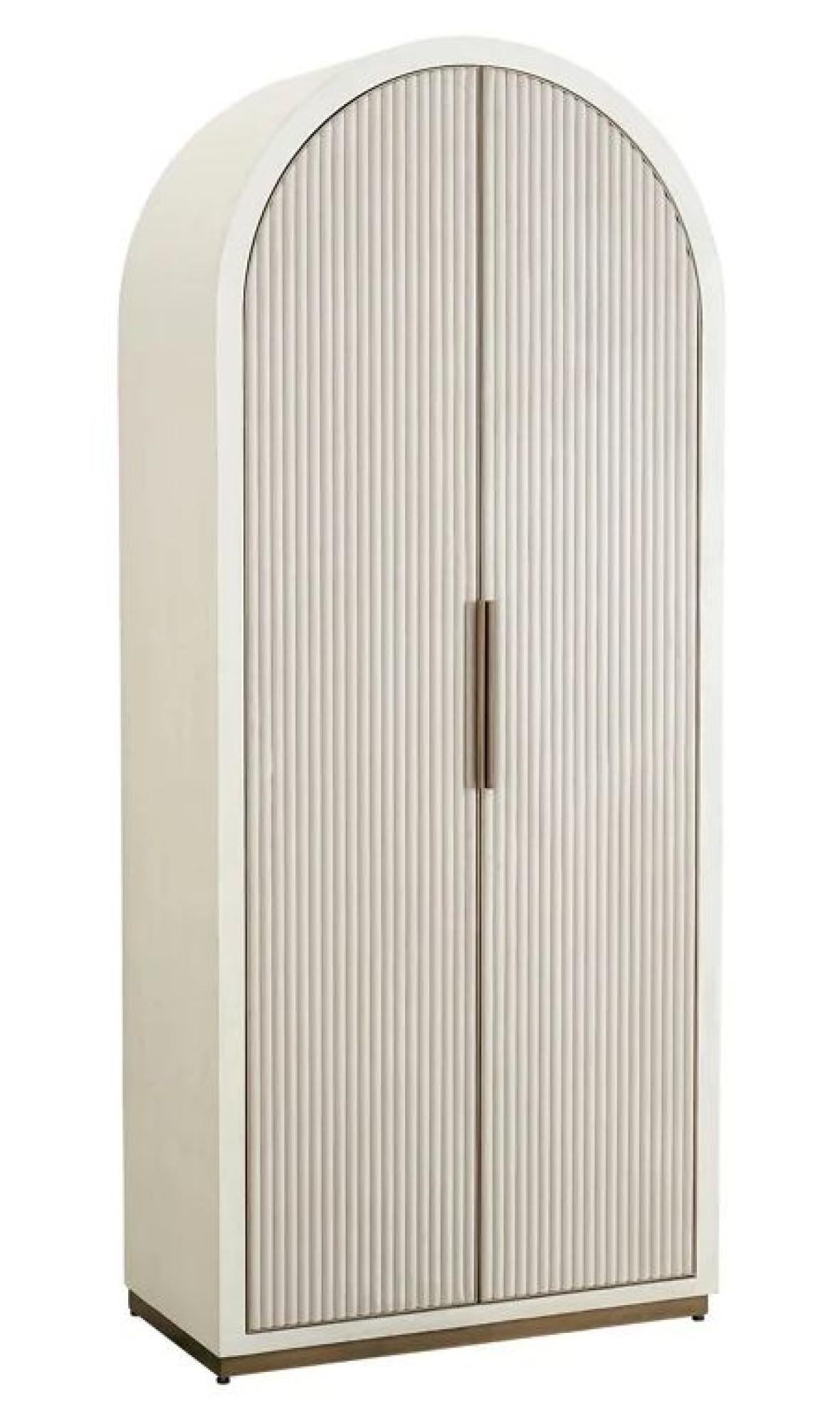 Product photograph of Tivoli White Ribbed 2 Door Arched Cabinet With Gold Trim from Choice Furniture Superstore.