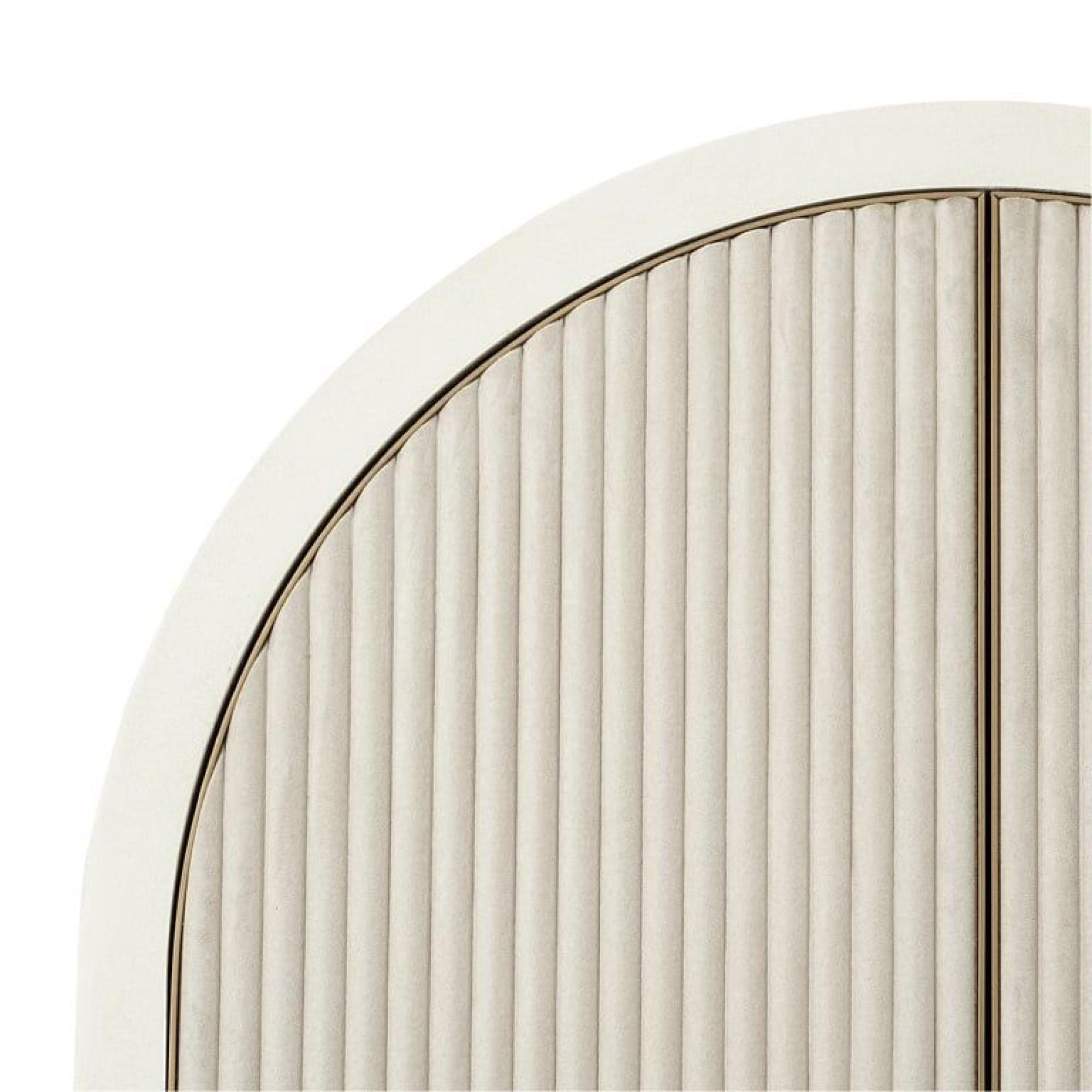 Product photograph of Tivoli White Ribbed 2 Door Arched Cabinet With Gold Trim from Choice Furniture Superstore.