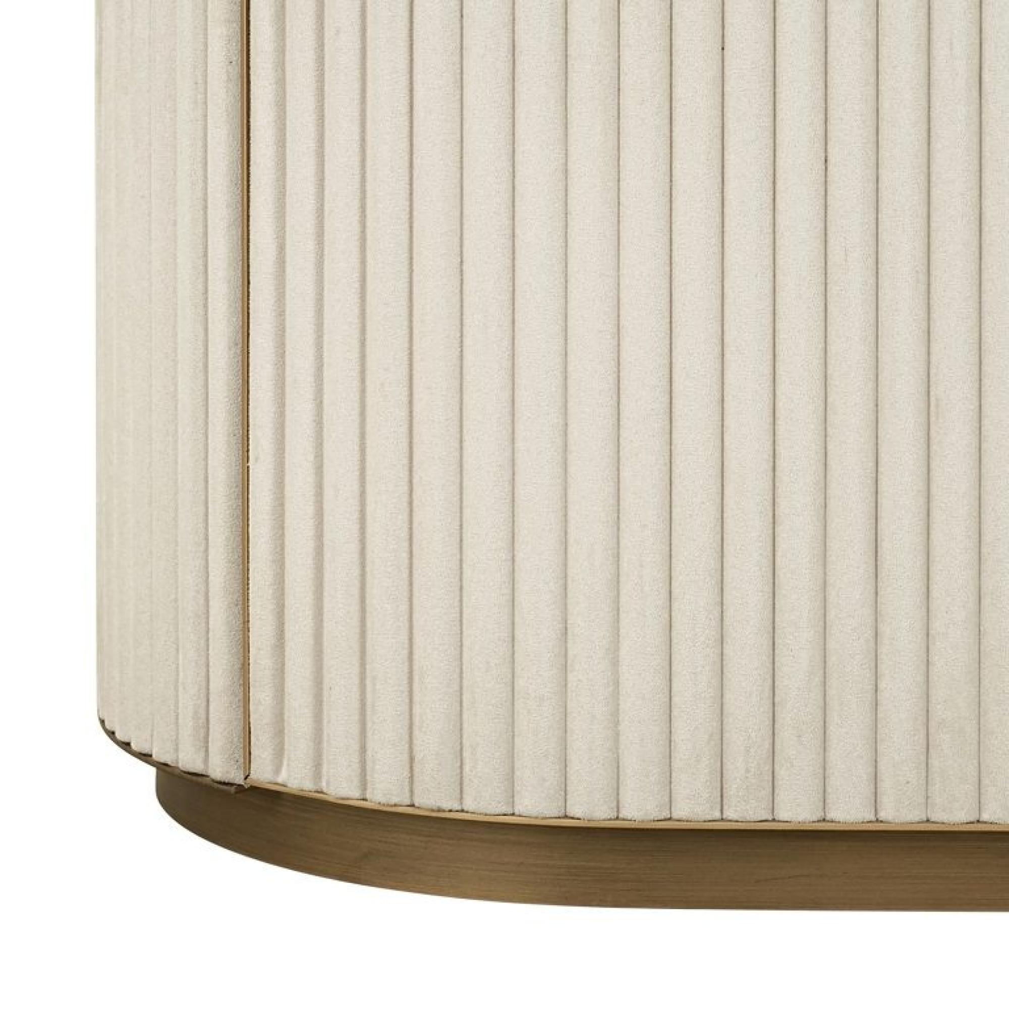 Product photograph of Tivoli White Ribbed Storage Shelving Unit With Gold Trim from Choice Furniture Superstore.