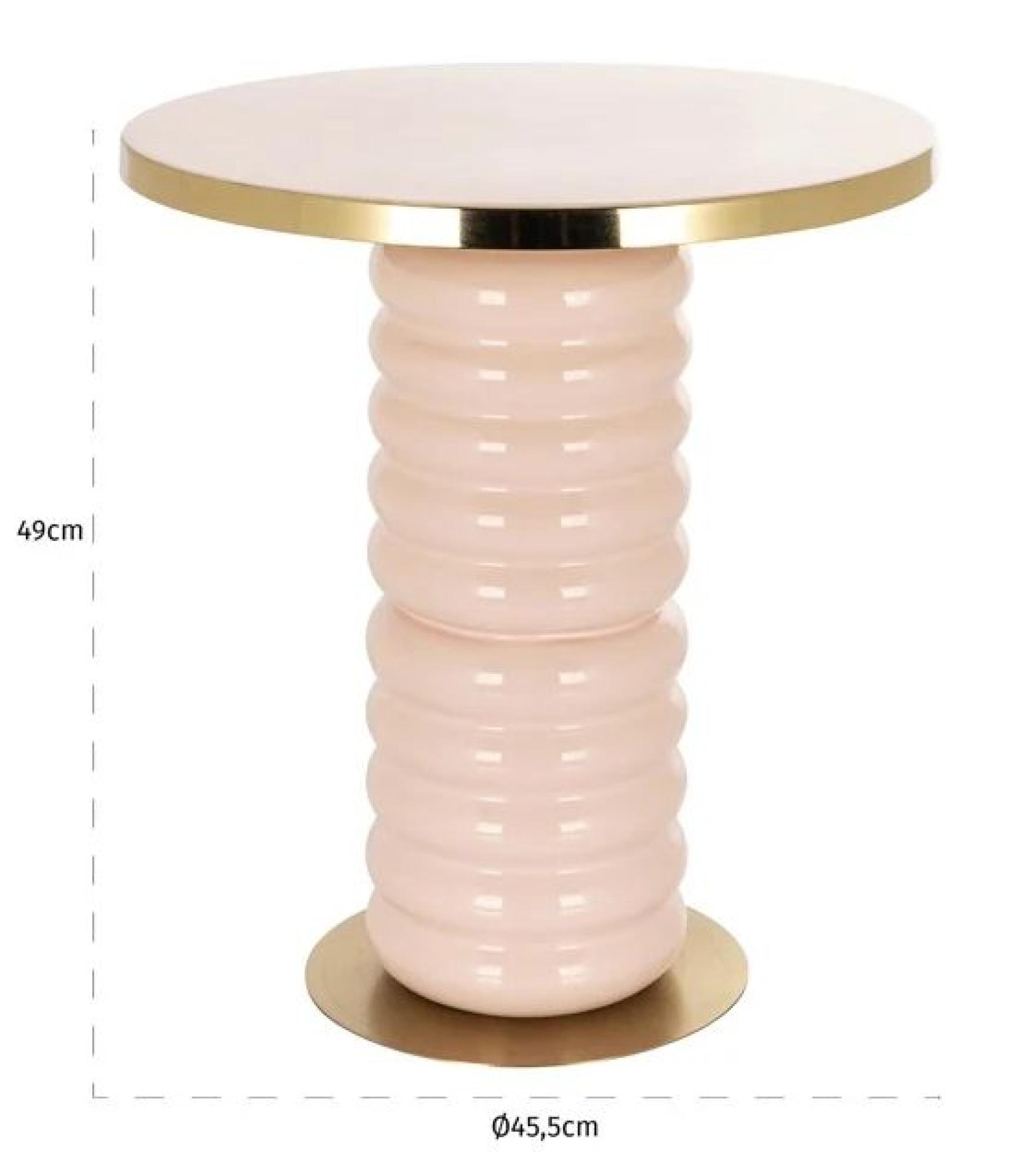 Product photograph of Bonsai Pink Round End Table With Gold Trim from Choice Furniture Superstore.