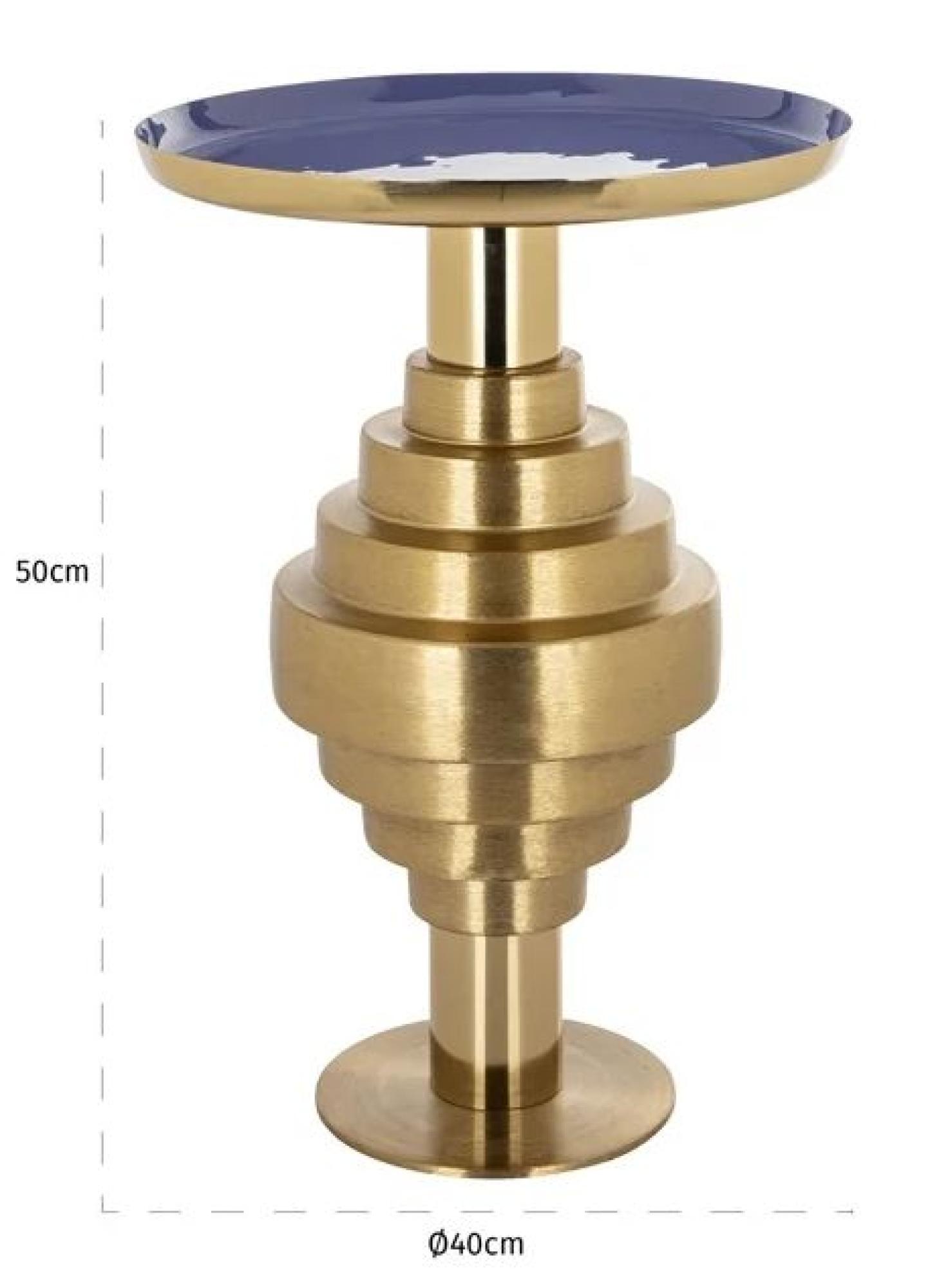 Product photograph of Renao Blue And Gold Round End Table from Choice Furniture Superstore.