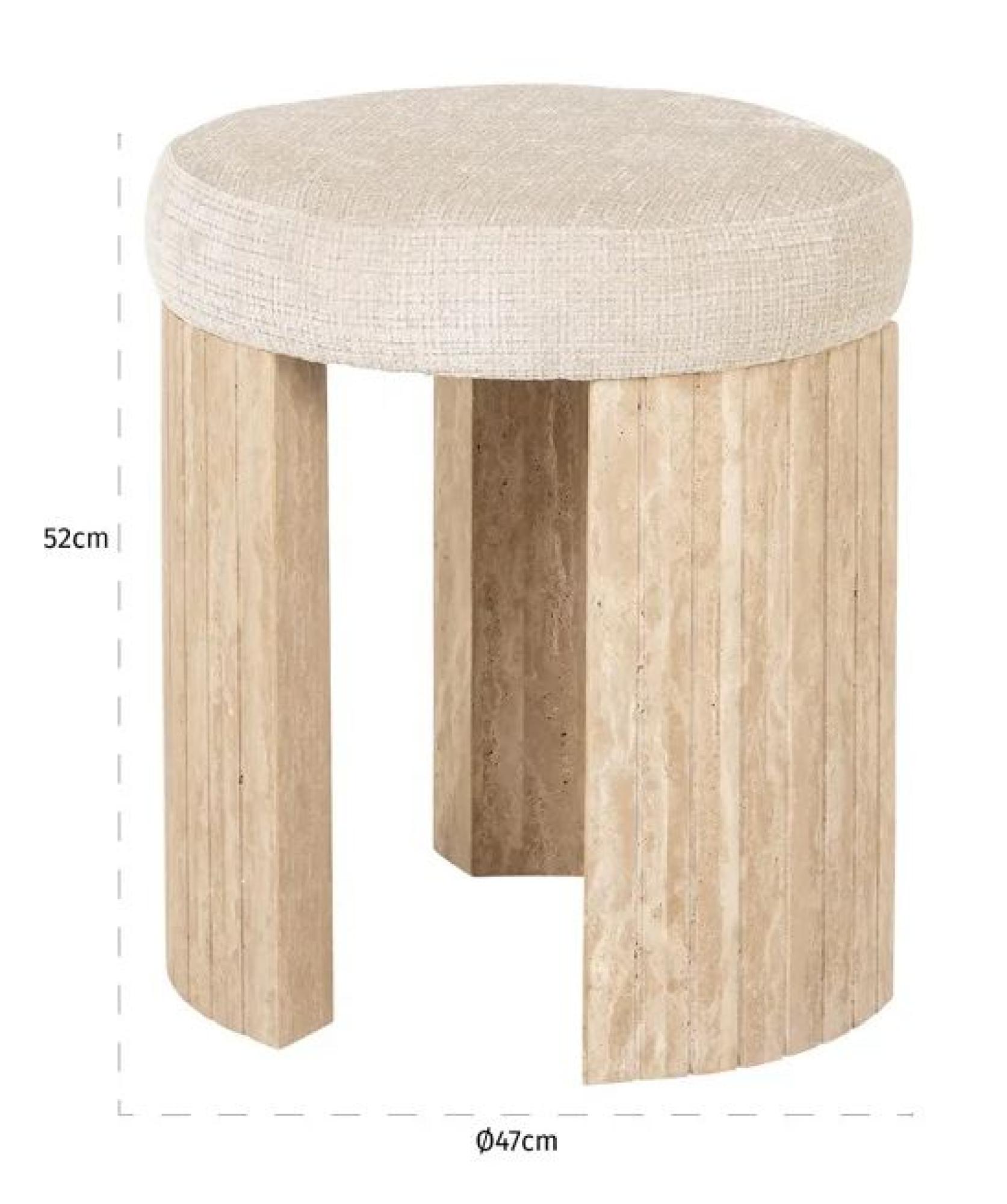 Product photograph of Gallice Beige Travertine Round Pouffe from Choice Furniture Superstore.