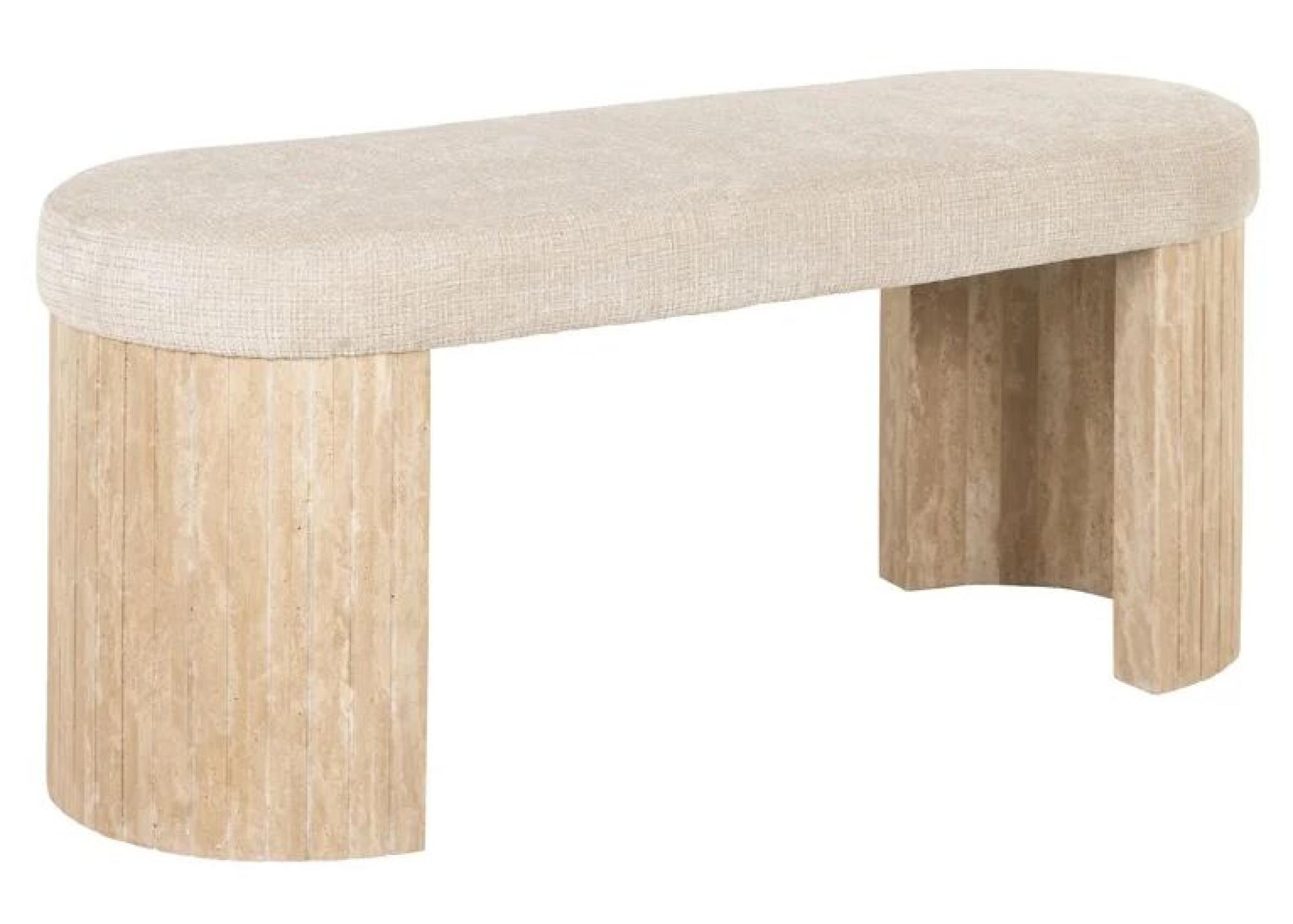 Product photograph of Gallice Beige Travertine Bench from Choice Furniture Superstore.