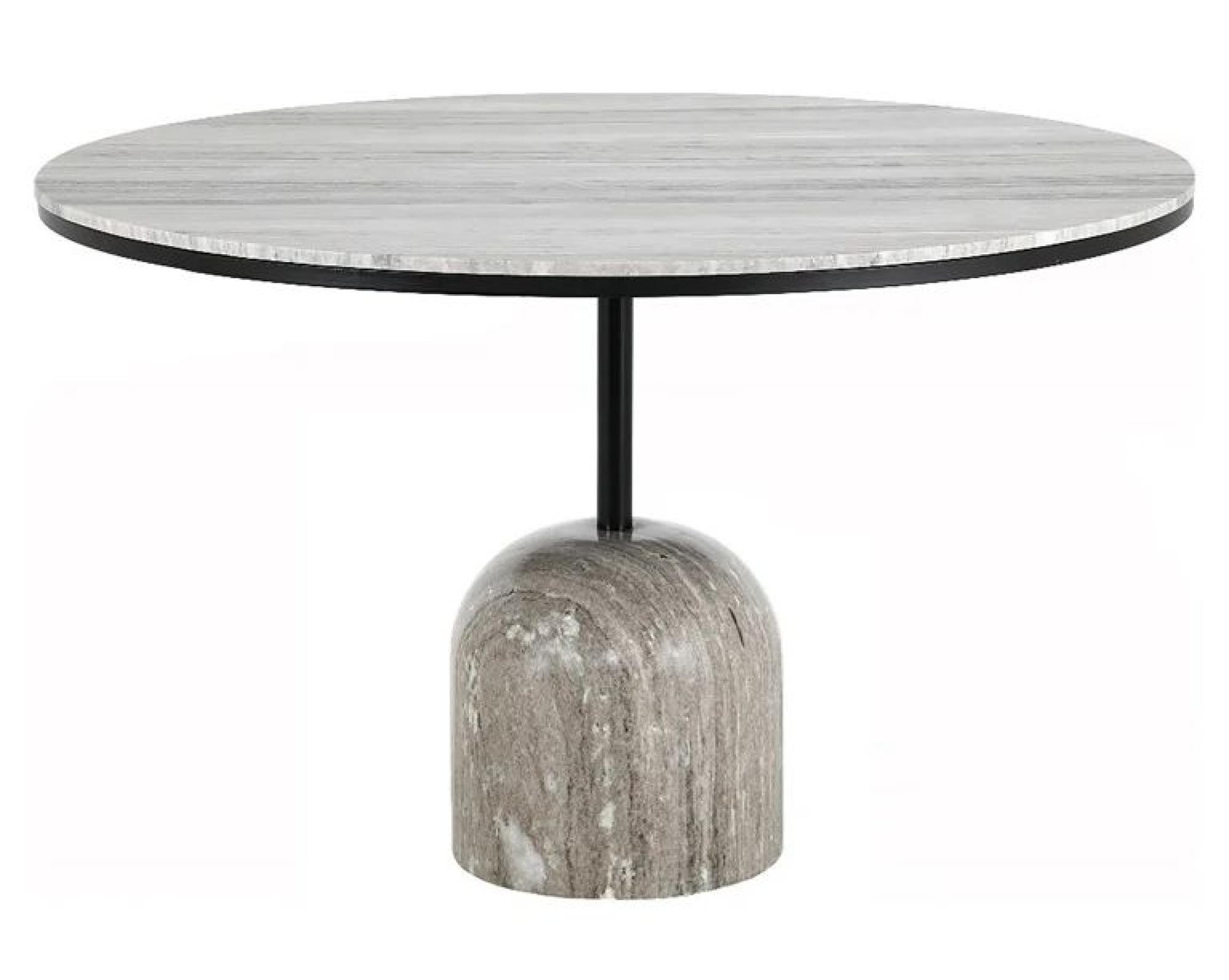 Product photograph of Duncan Grey Marble 4 Seater Round Dining Table from Choice Furniture Superstore.