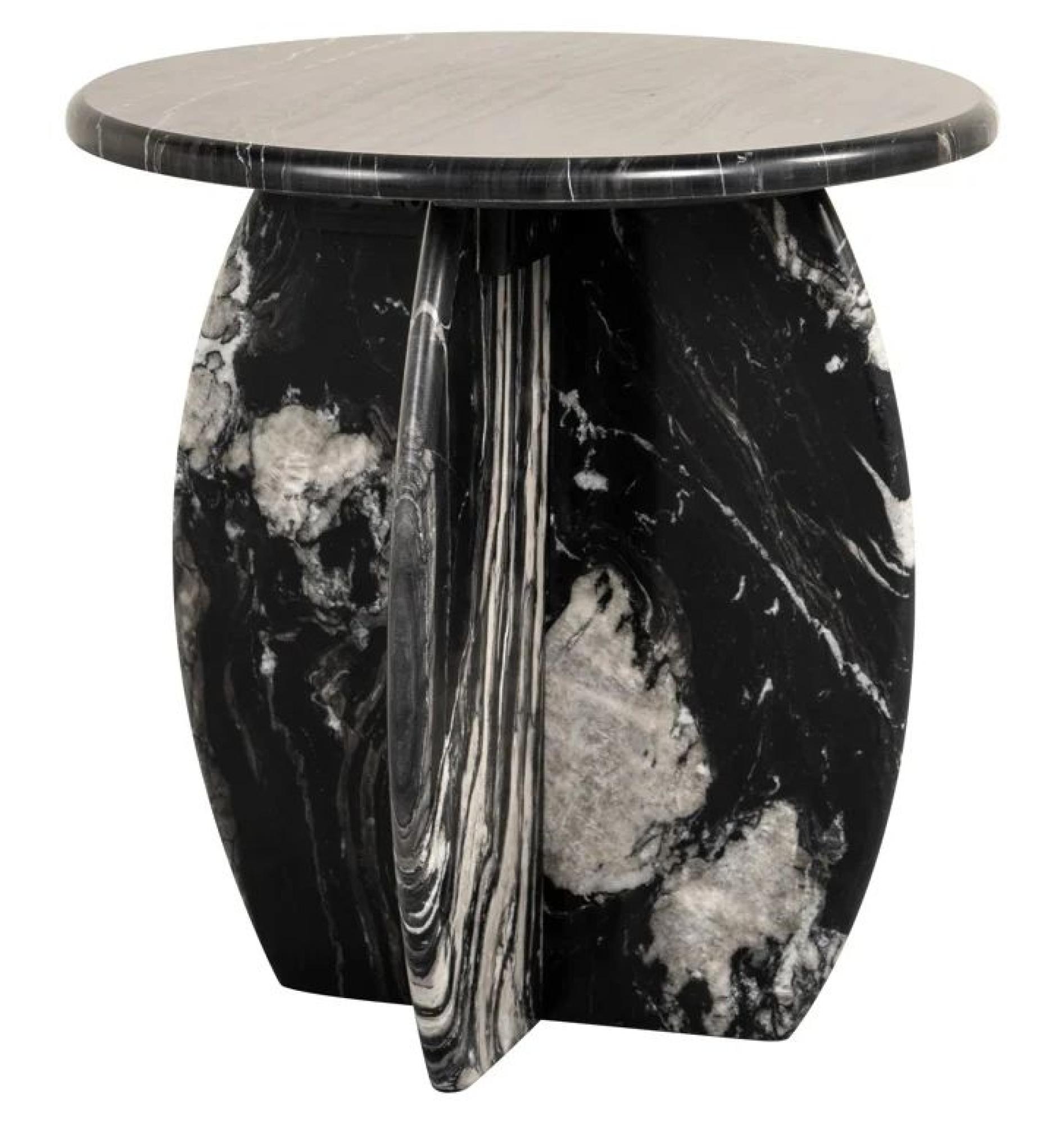 Product photograph of Bancroft Black Marble Round End Table from Choice Furniture Superstore.