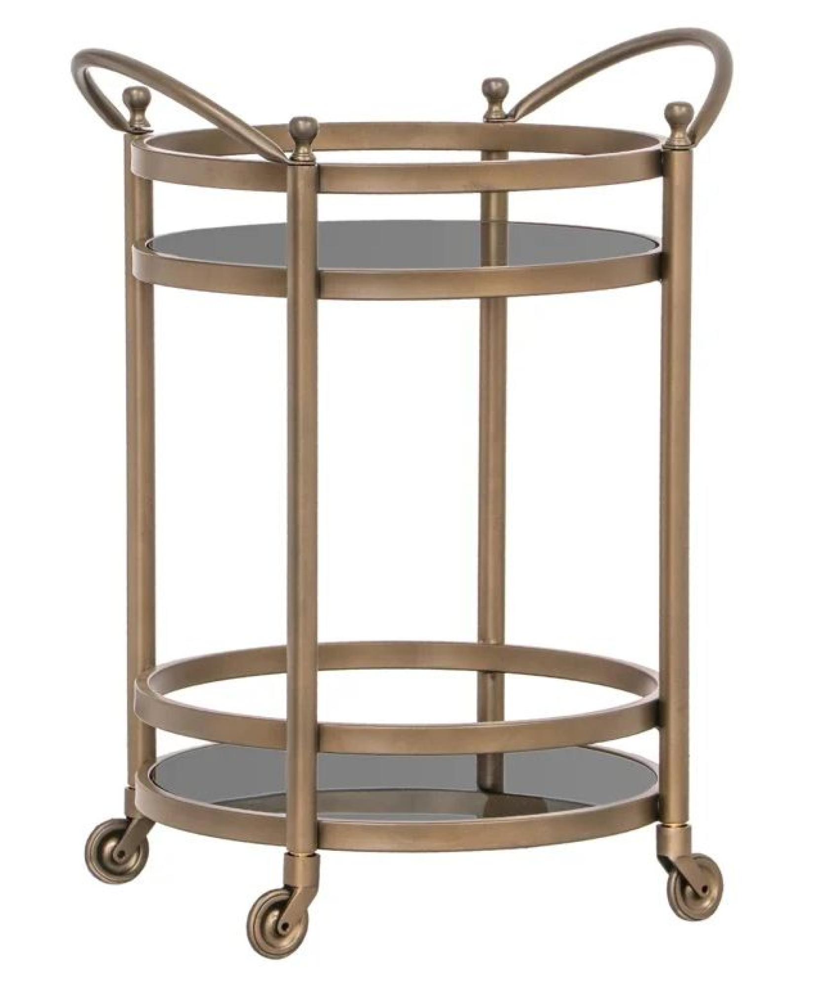 Product photograph of Hendricks Glass And Brushed Gold Trolley from Choice Furniture Superstore.