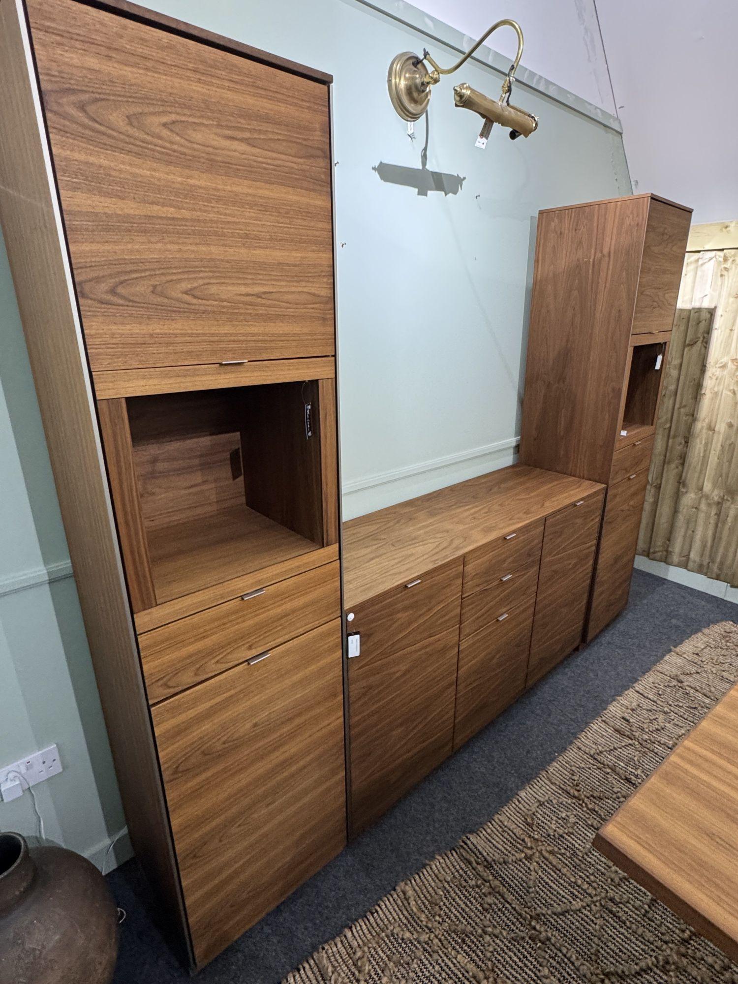 Product photograph of Ex Display - Skovby Sm914 Walnut Narrow Display Cabinet from Choice Furniture Superstore.