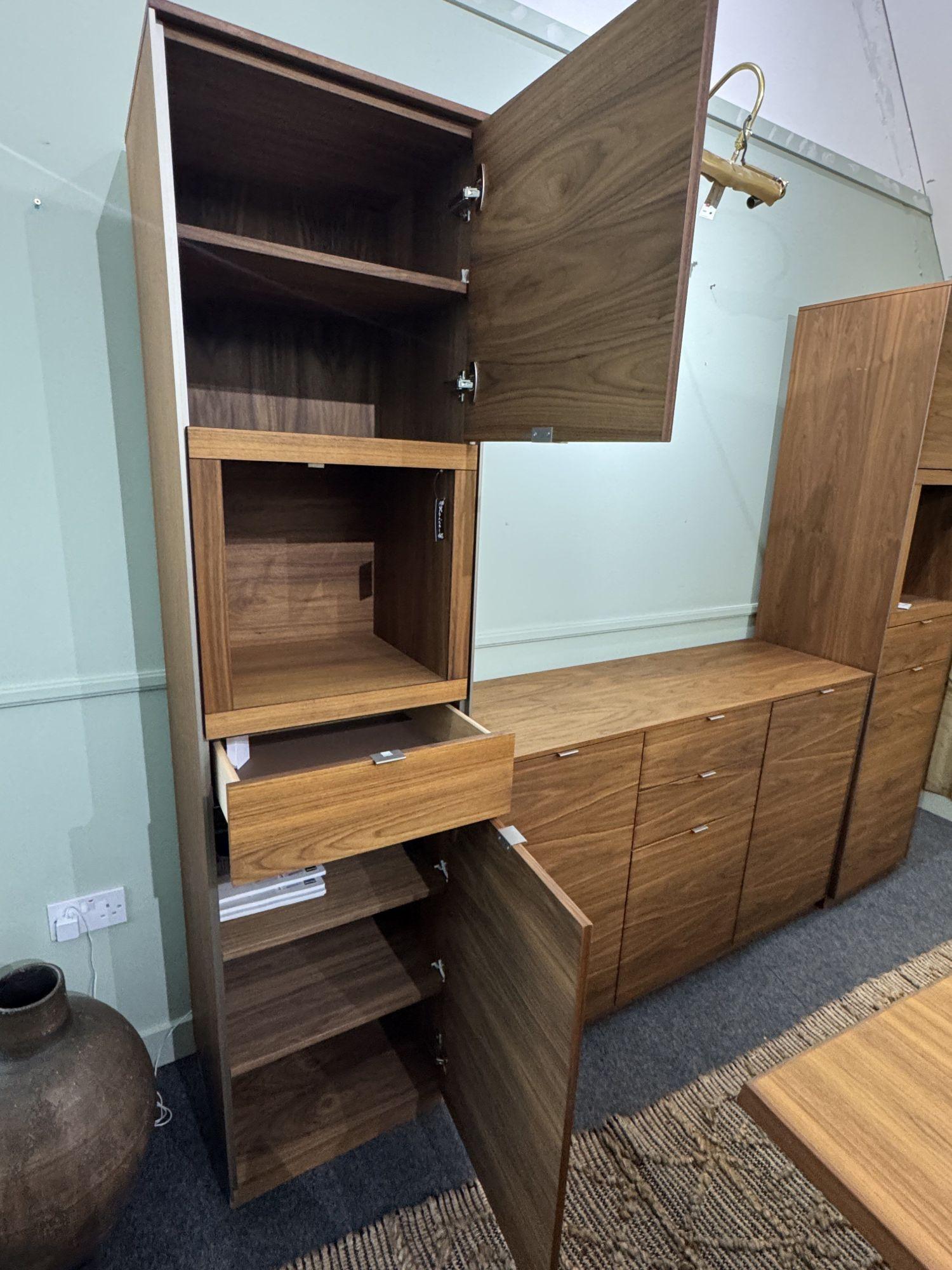 Product photograph of Ex Display - Skovby Sm914 Walnut Narrow Display Cabinet from Choice Furniture Superstore.