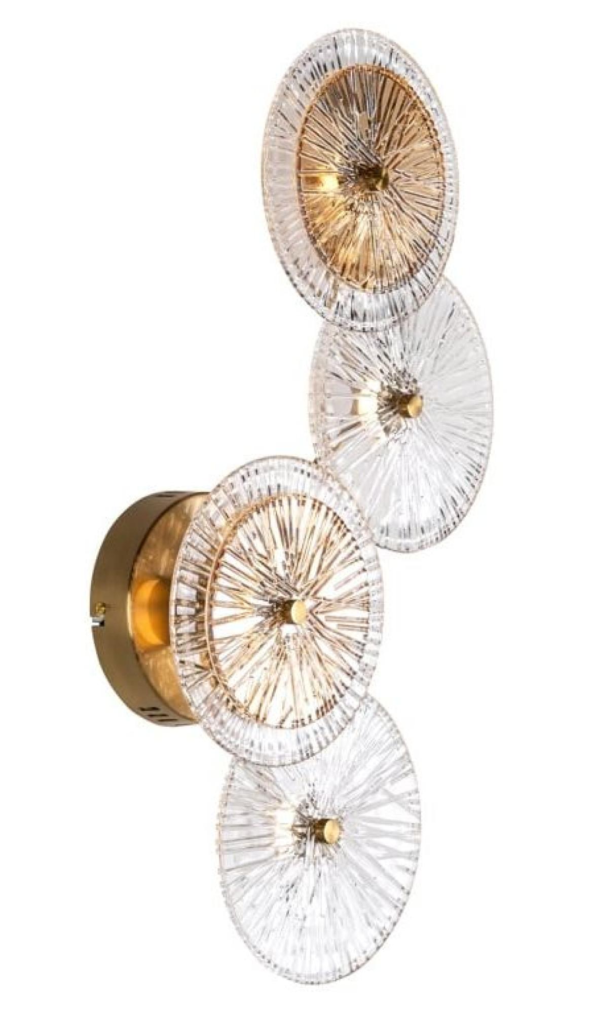 Product photograph of Linzi Glass And Brushed Gold Wall Lamp from Choice Furniture Superstore.