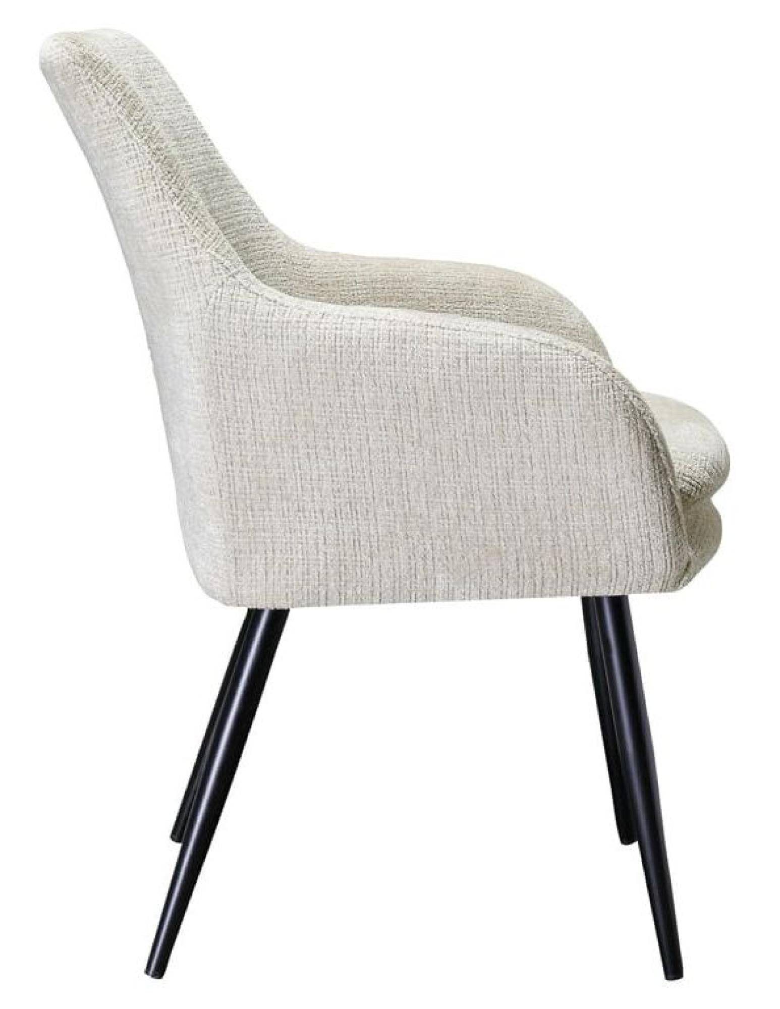 Product photograph of Chrissy Beige Chenille Fabric Dining Armchair With Black Legs from Choice Furniture Superstore.