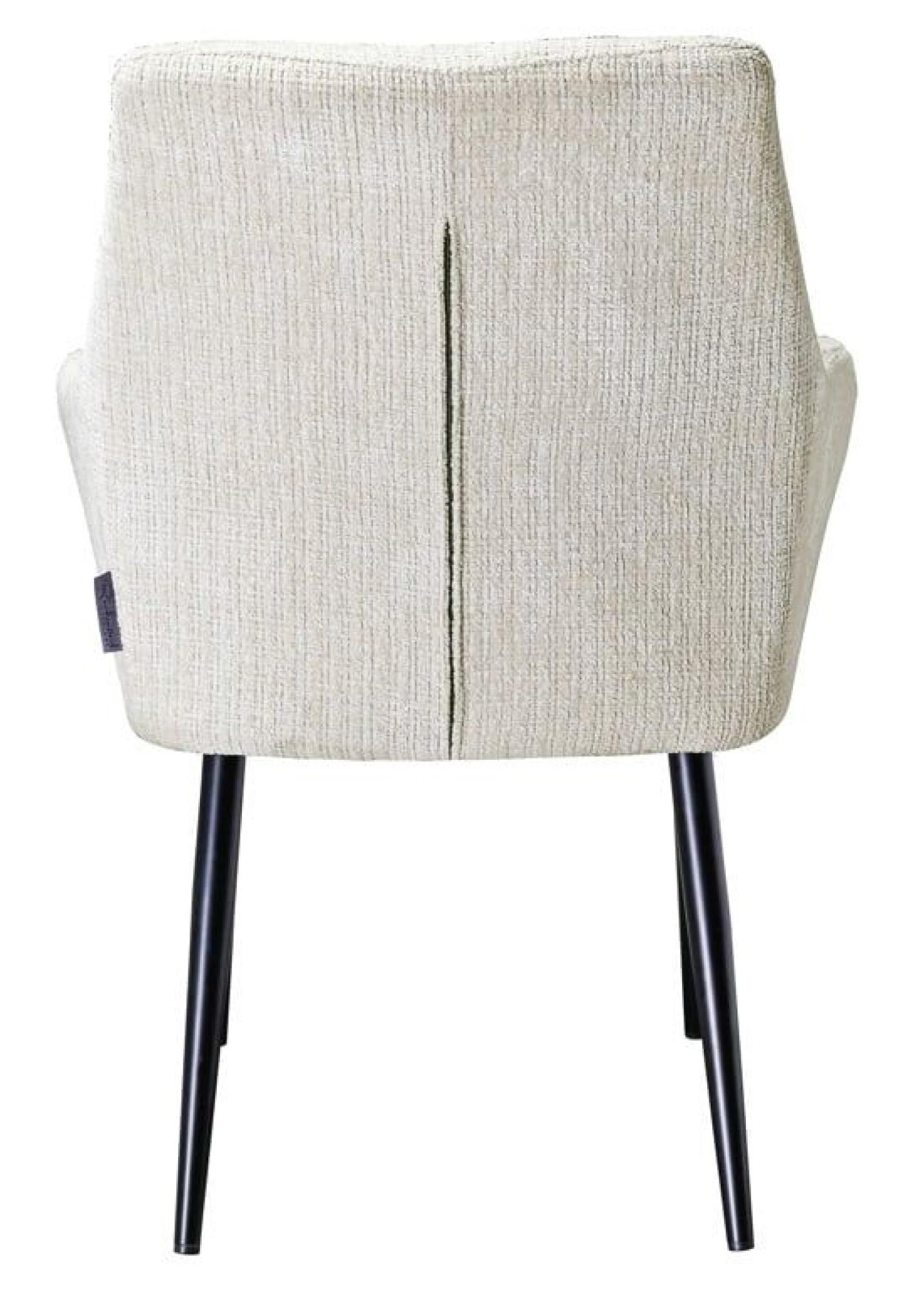 Product photograph of Chrissy Beige Chenille Fabric Dining Armchair With Black Legs from Choice Furniture Superstore.