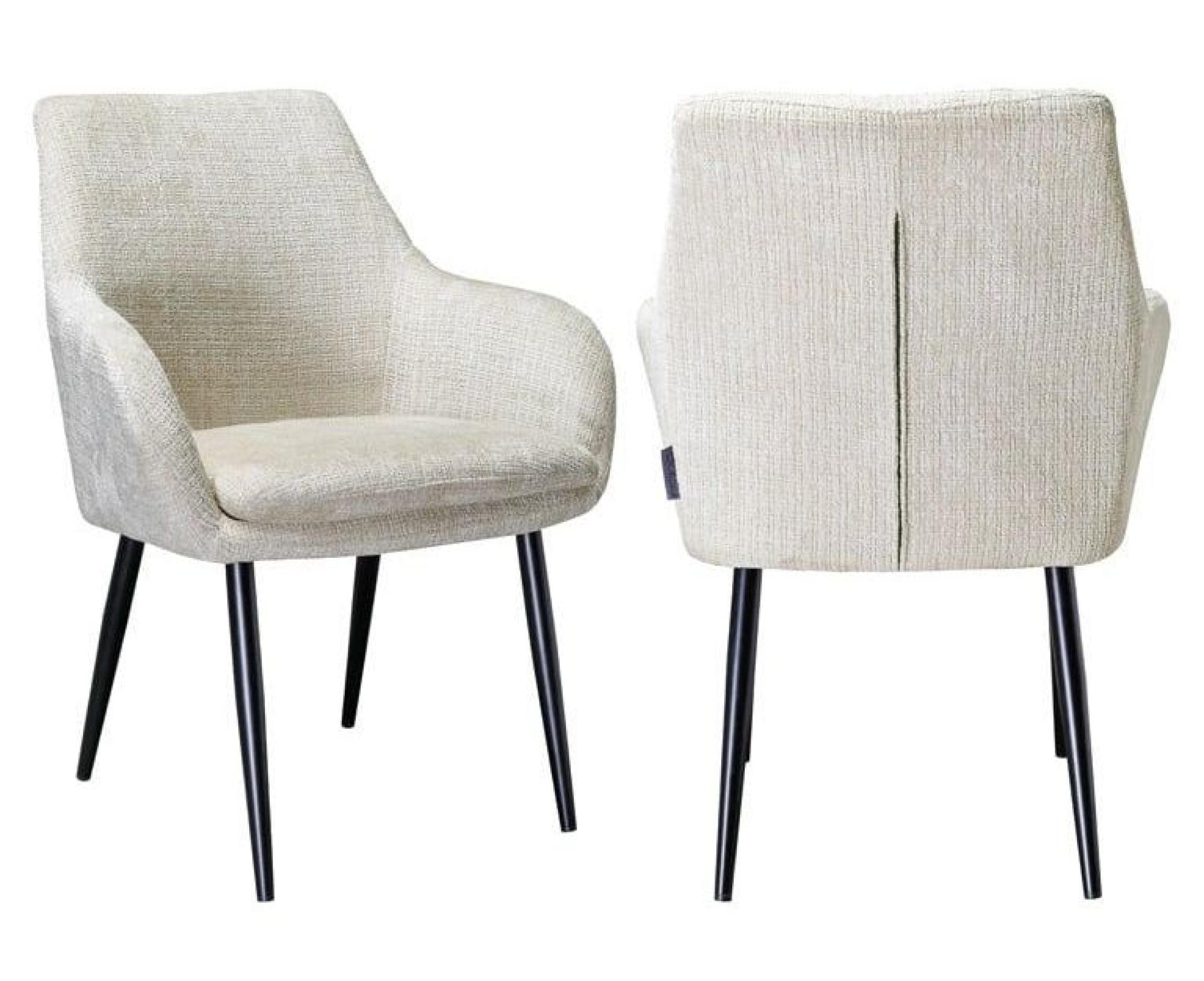 Product photograph of Chrissy Beige Chenille Fabric Dining Armchair With Black Legs from Choice Furniture Superstore.