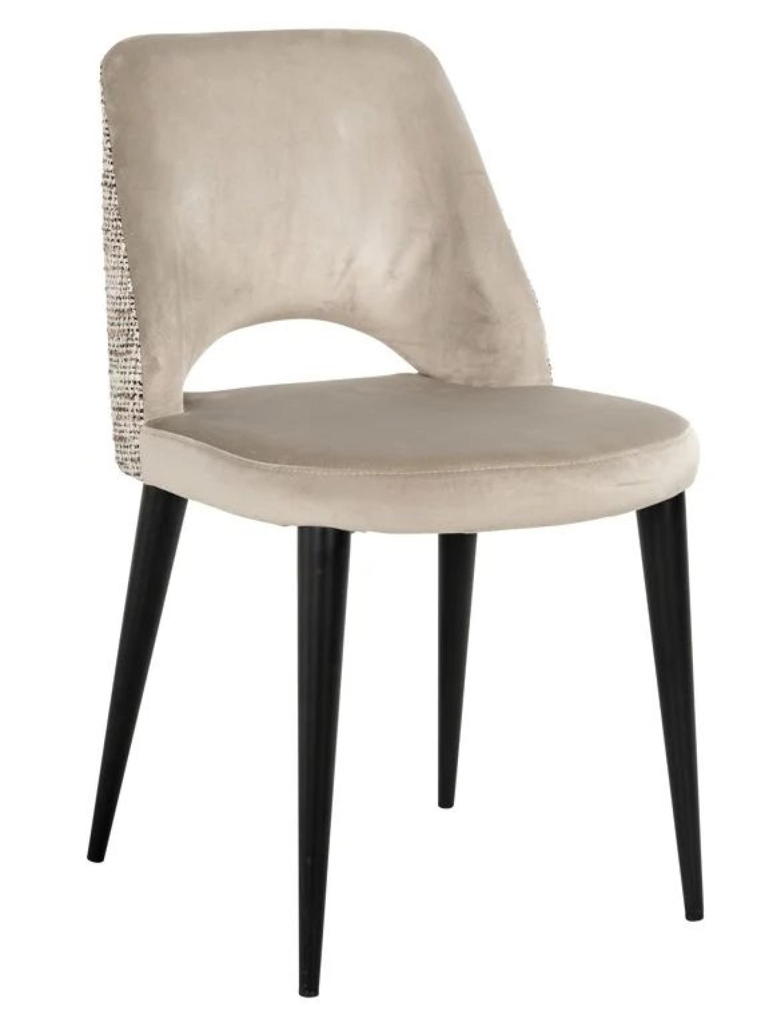 Product photograph of Tabitha Natural Khaki Fabric Dining Chair With Black Legs from Choice Furniture Superstore.