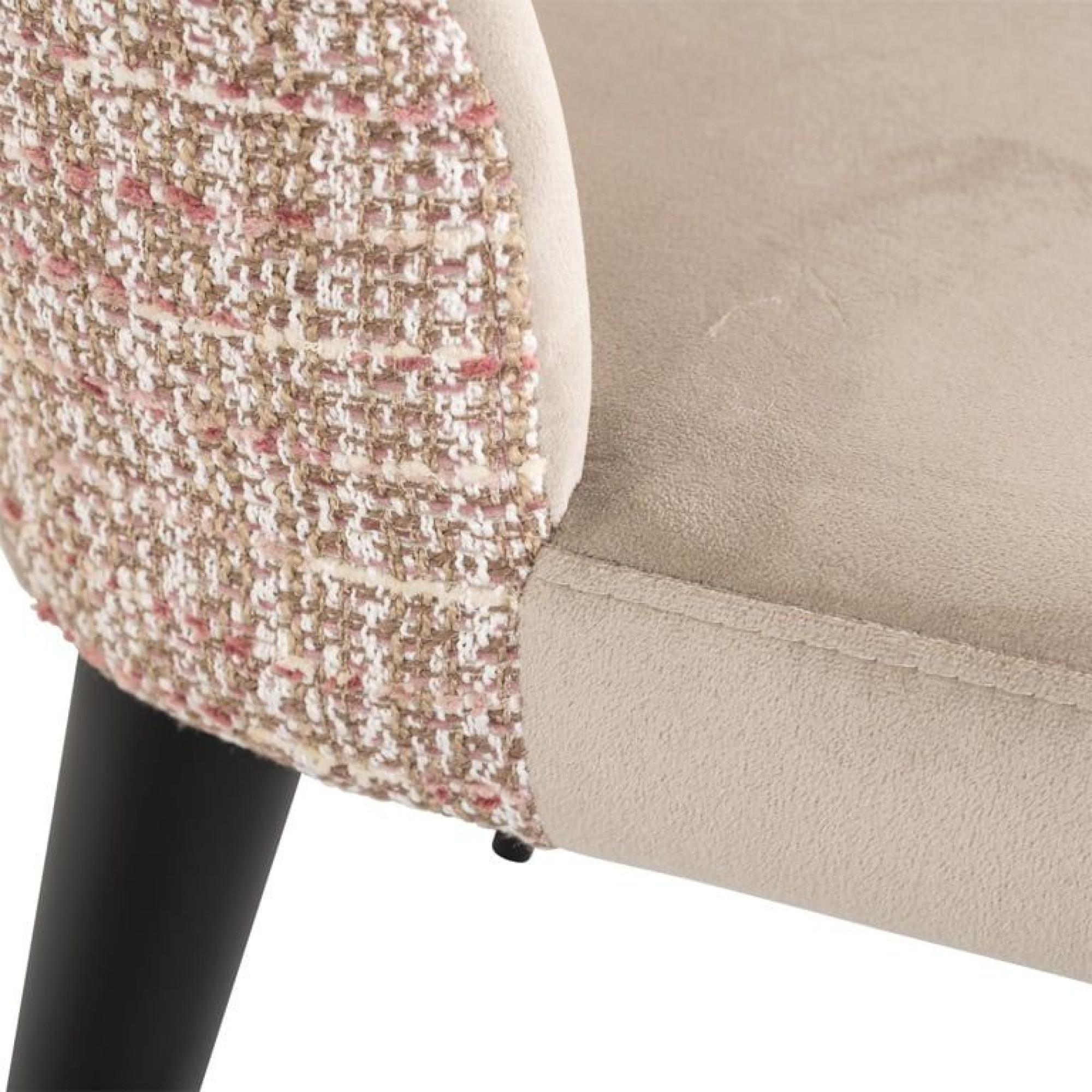 Product photograph of Tabitha Pink Khaki Velvet Fabric Dining Chair With Black Legs from Choice Furniture Superstore.