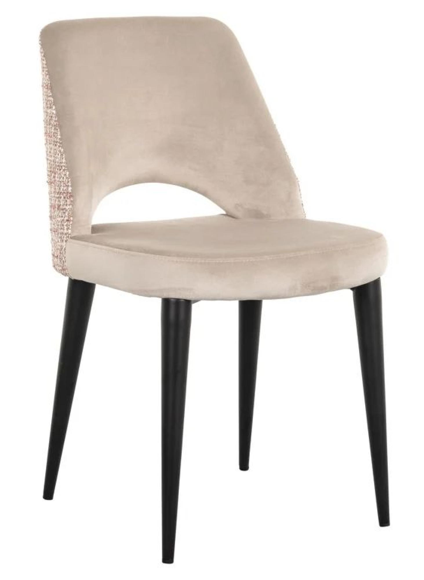 Product photograph of Tabitha Pink Khaki Velvet Fabric Dining Chair With Black Legs from Choice Furniture Superstore.