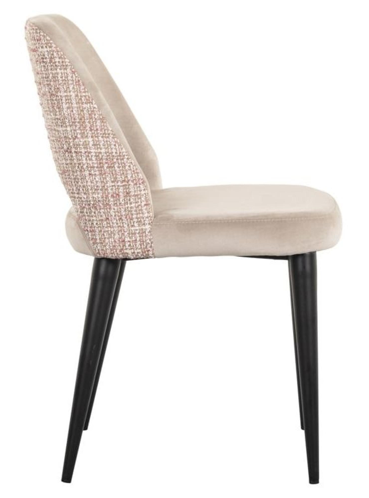 Product photograph of Tabitha Pink Khaki Velvet Fabric Dining Chair With Black Legs from Choice Furniture Superstore.