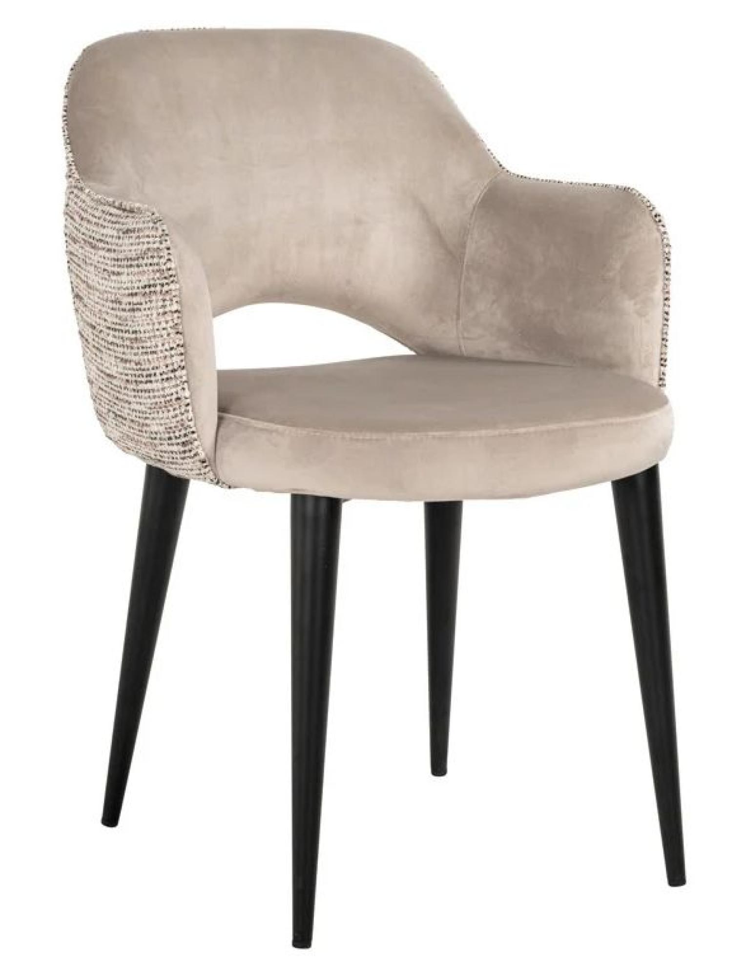 Product photograph of Giovanna Natural Khaki Fabric Dining Armchair With Black Legs from Choice Furniture Superstore.