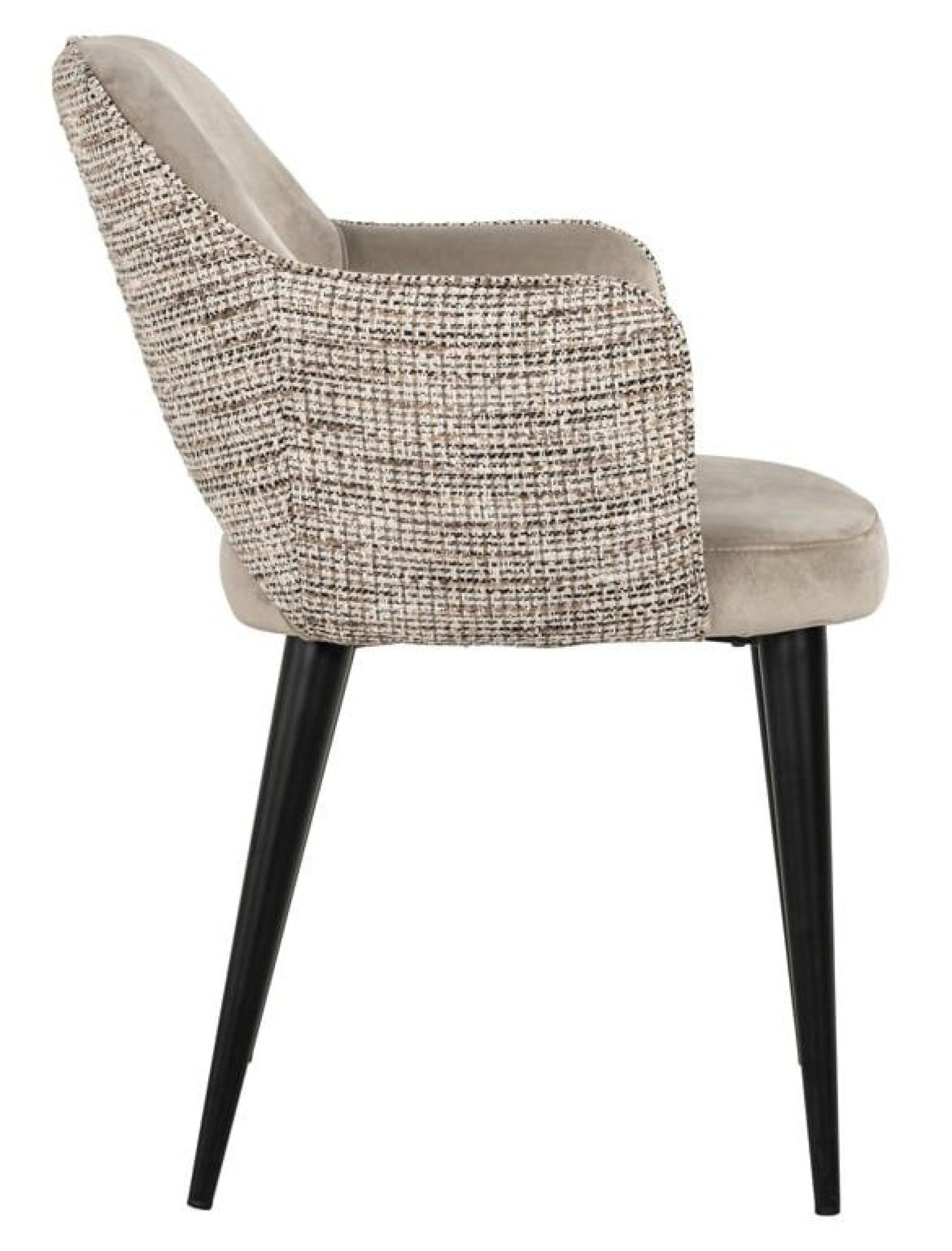 Product photograph of Giovanna Natural Khaki Fabric Dining Armchair With Black Legs from Choice Furniture Superstore.